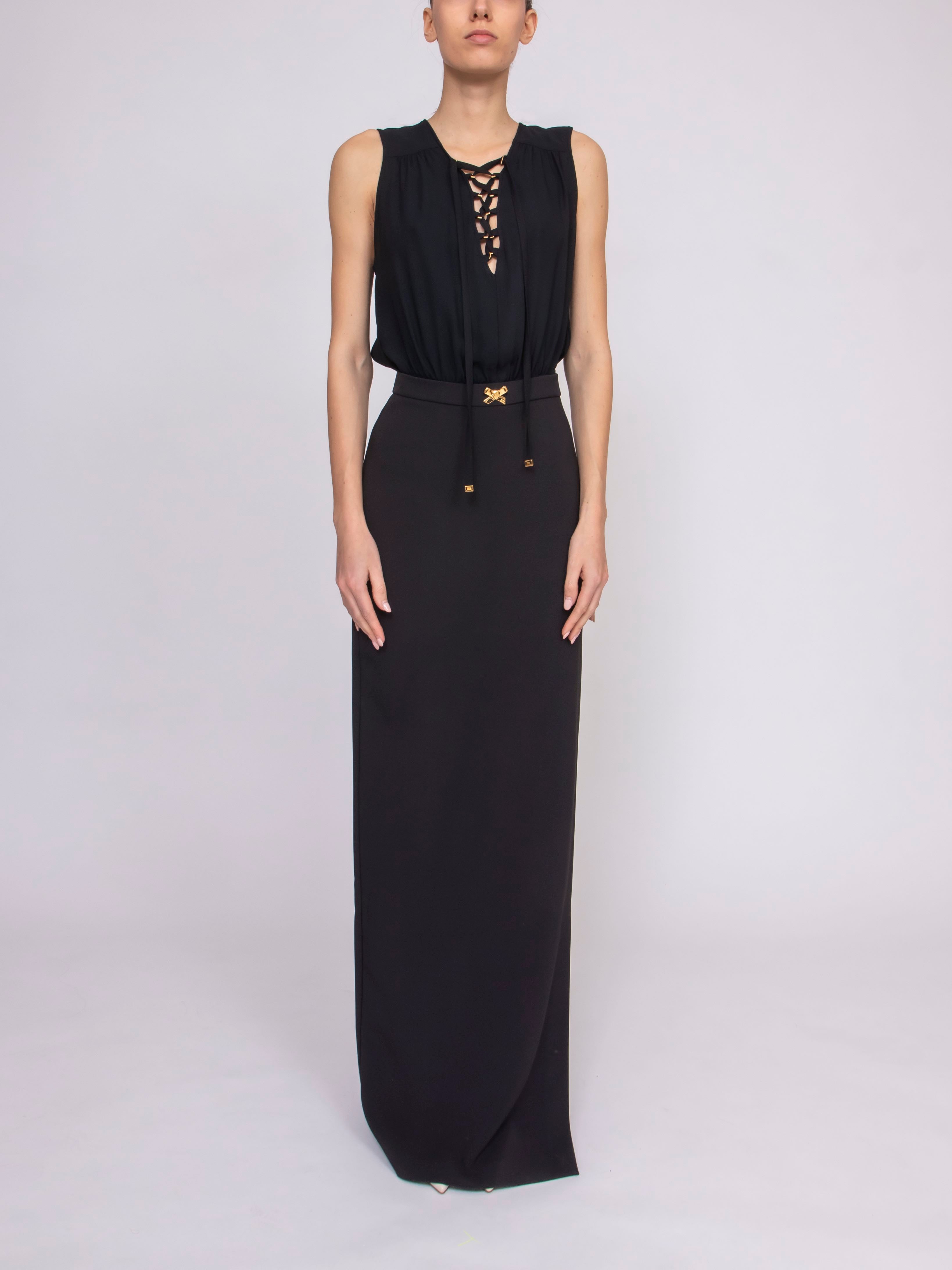 ワンピース ELISABETTA FRANCHI Woman Dress Black ABR09 110 Elisabetta Franchi Women's Dress 110 Black – Vanda Boutique