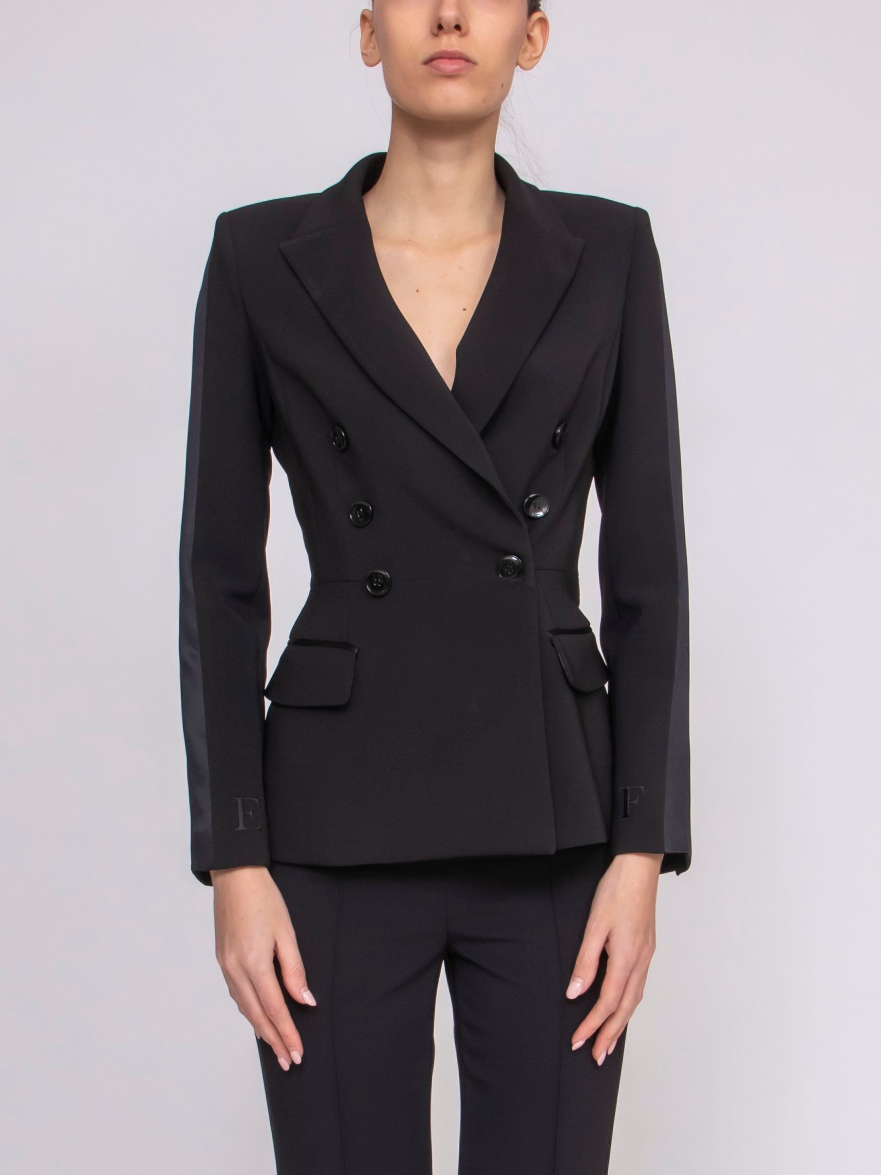 ジャケット ELISABETTA FRANCHI Women Jackets GI14351E2 110 black Elisabetta Franchi Women's Jacket 110 Black – Vanda Boutique