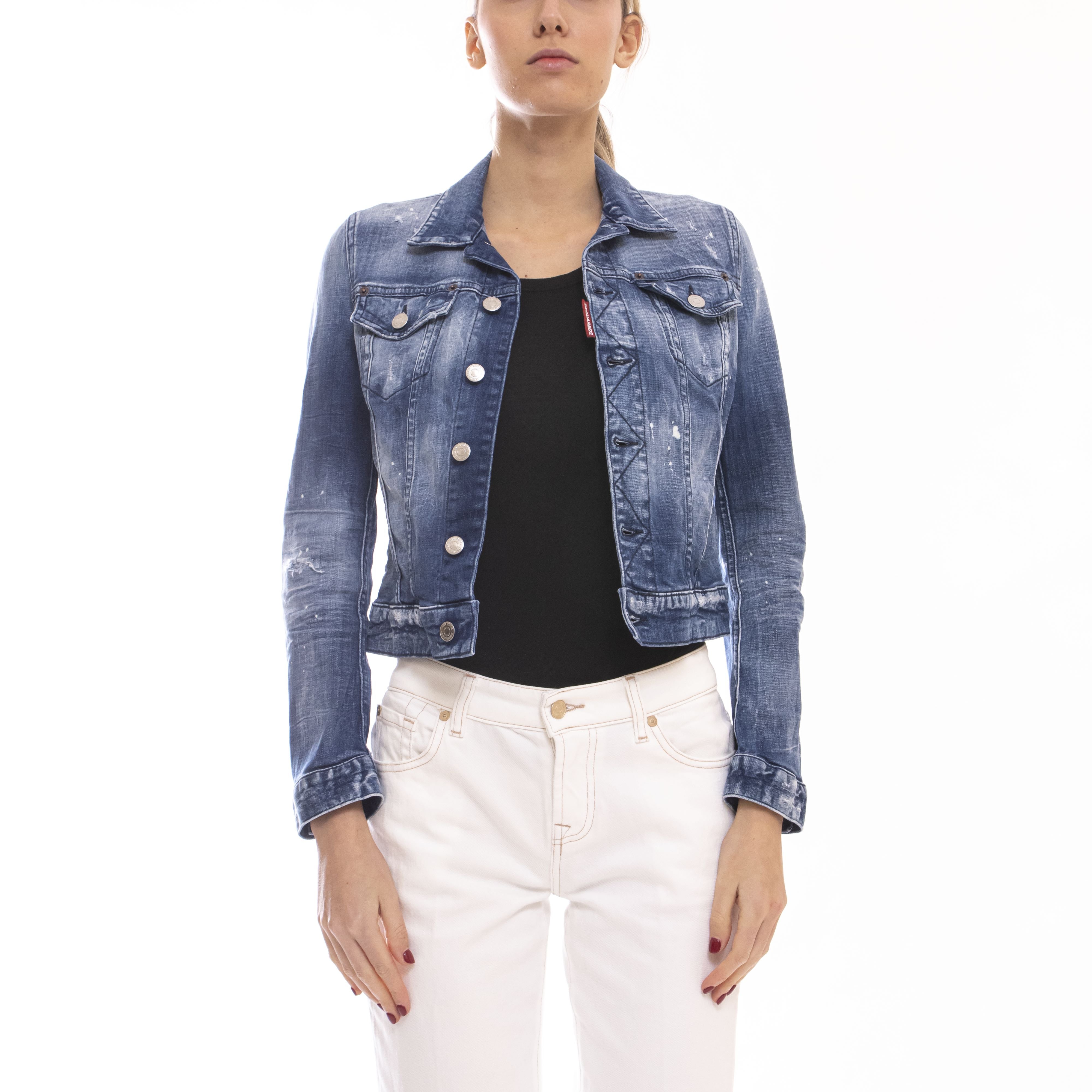 Dsquared2 Giubbotto Giubbotto Jeans Bianco Donna Saldi Giacche