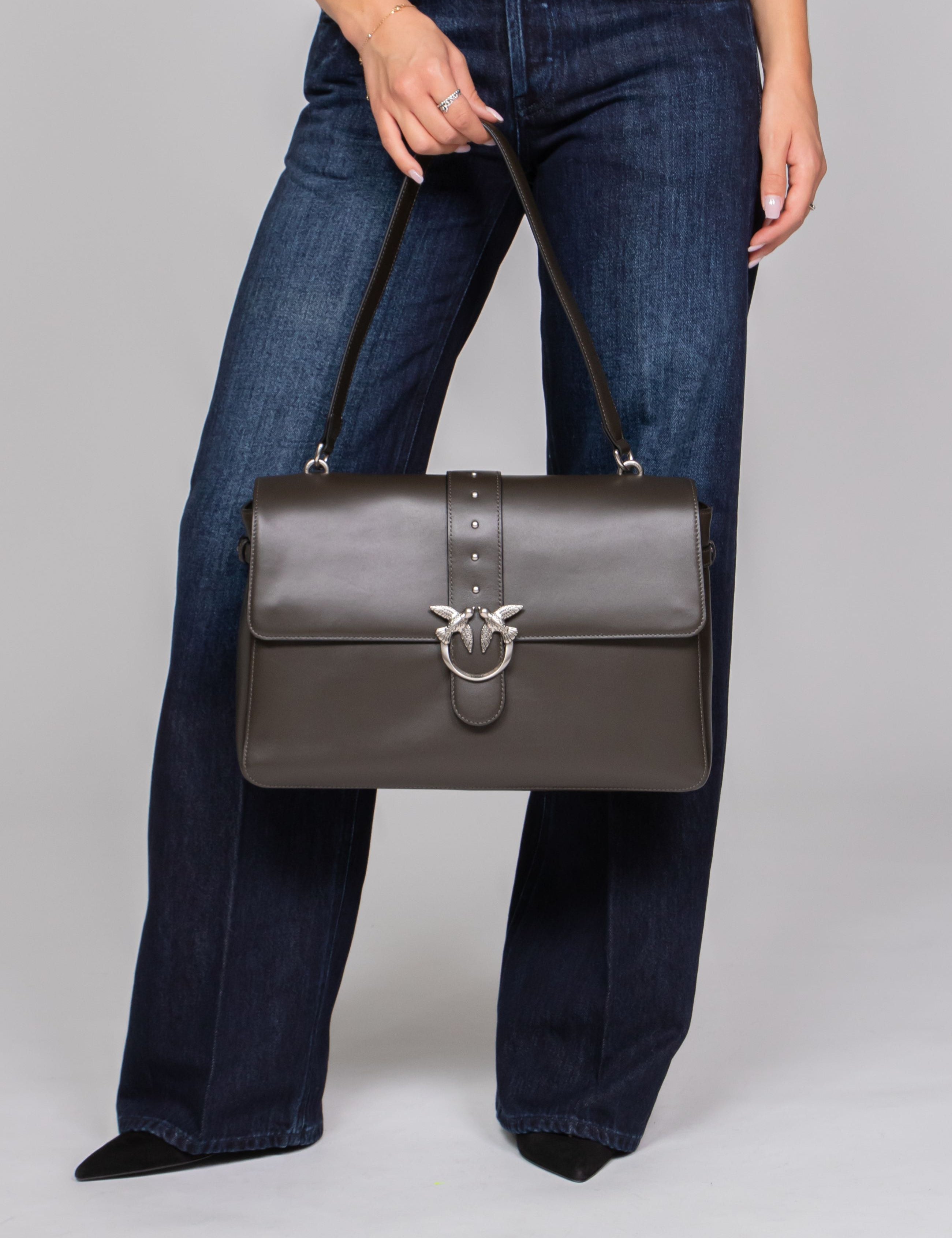 PINKO BORSA LOVE ONE EXTRA K35O VERDE FANGO-OLD SILVER