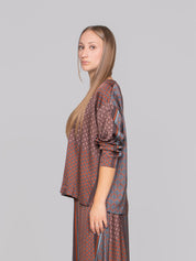 OBLO' BLUSA 06 FANTASIA MARRONE