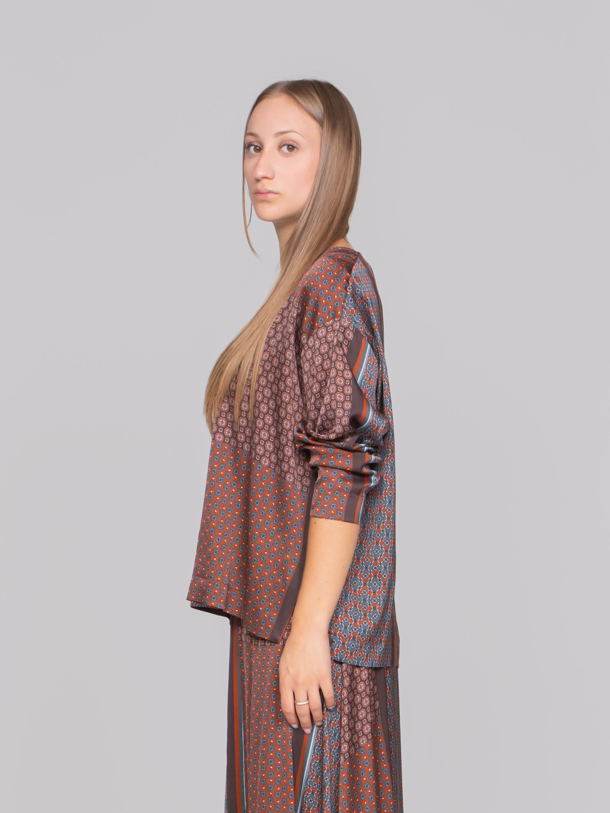 OBLO' BLUSA 06 FANTASIA MARRONE