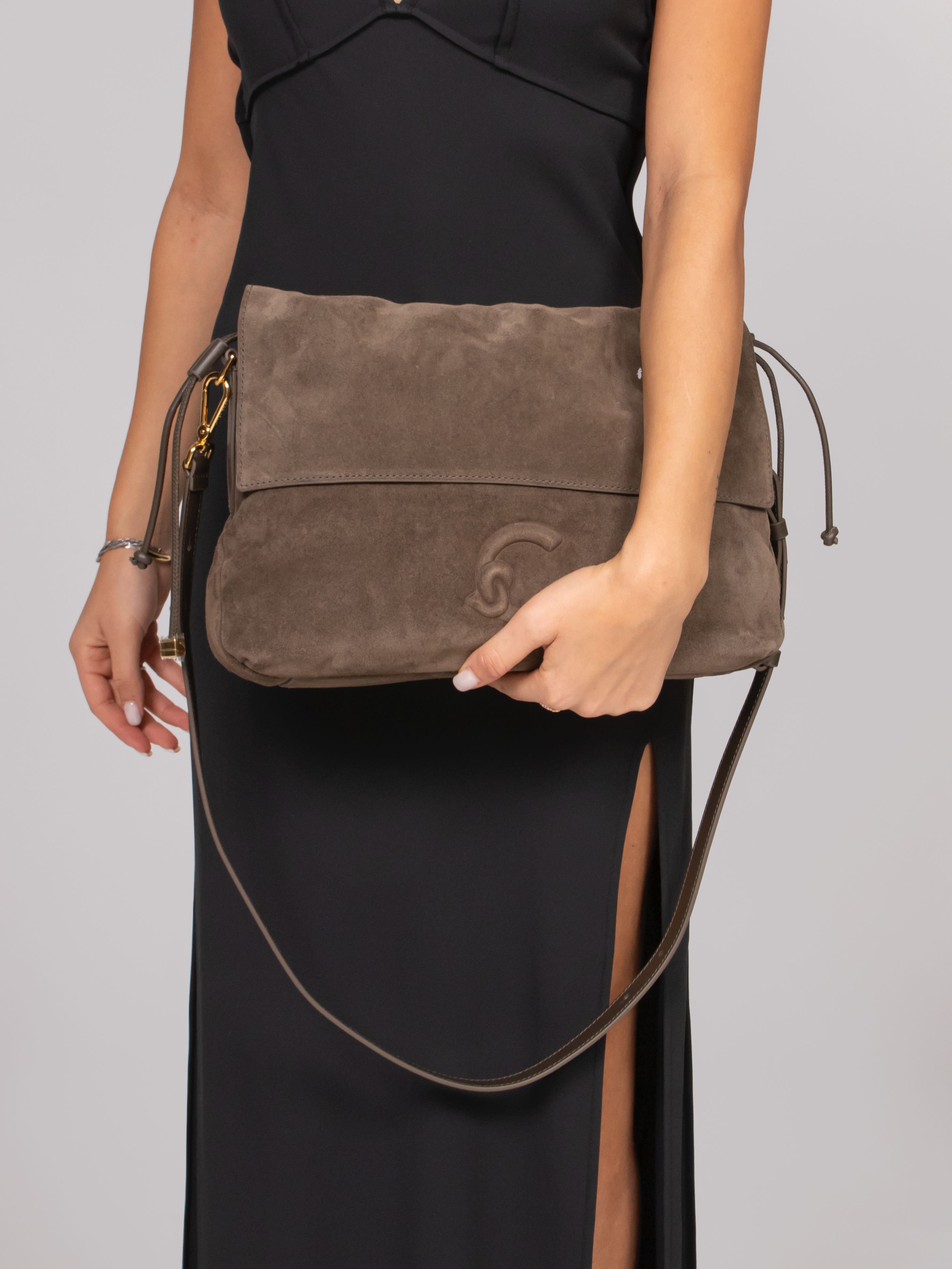 COCCINELLE BORSA LIDIA SUEDE W25 FANGO/FANGO