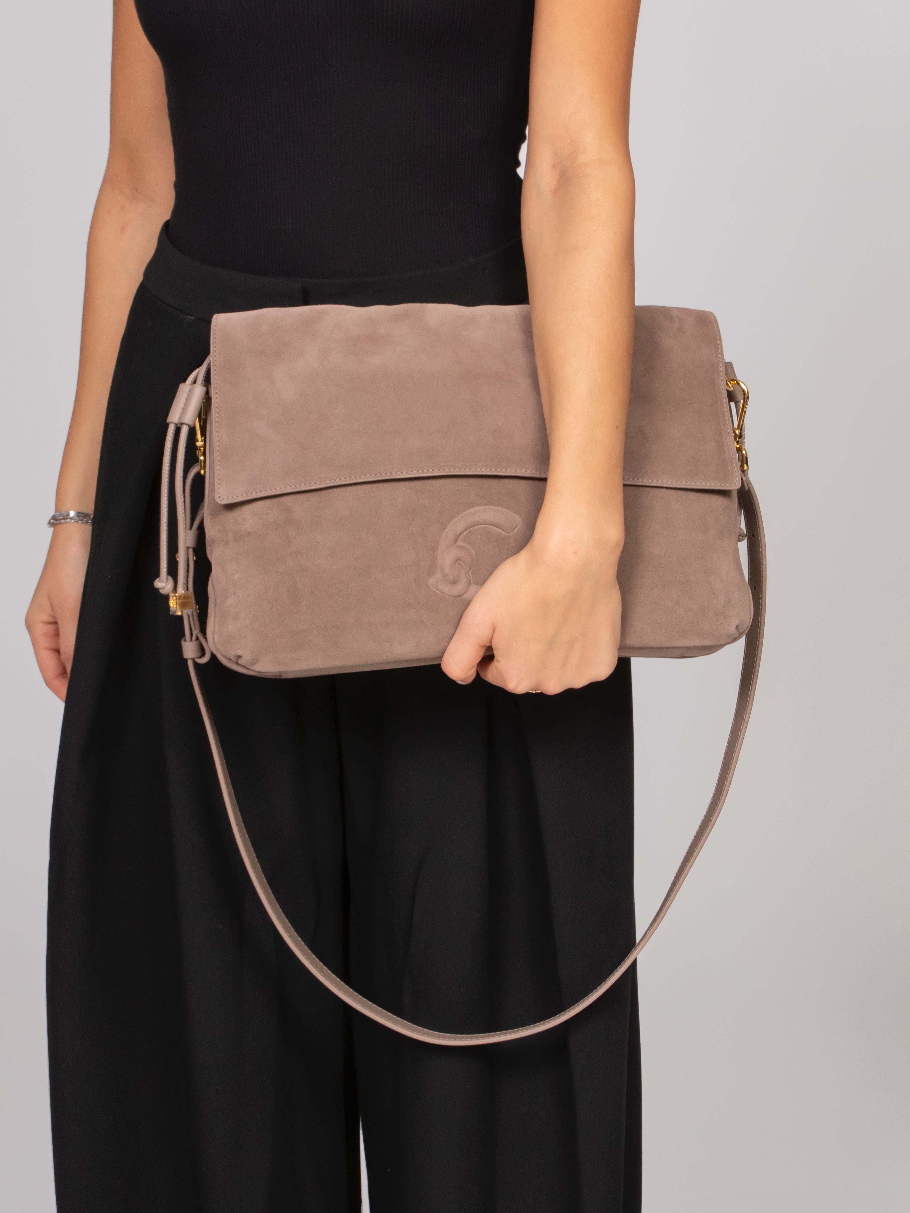 COCCINELLE BORSA LIDIA SUEDE BIM N59 WARM TAUPE