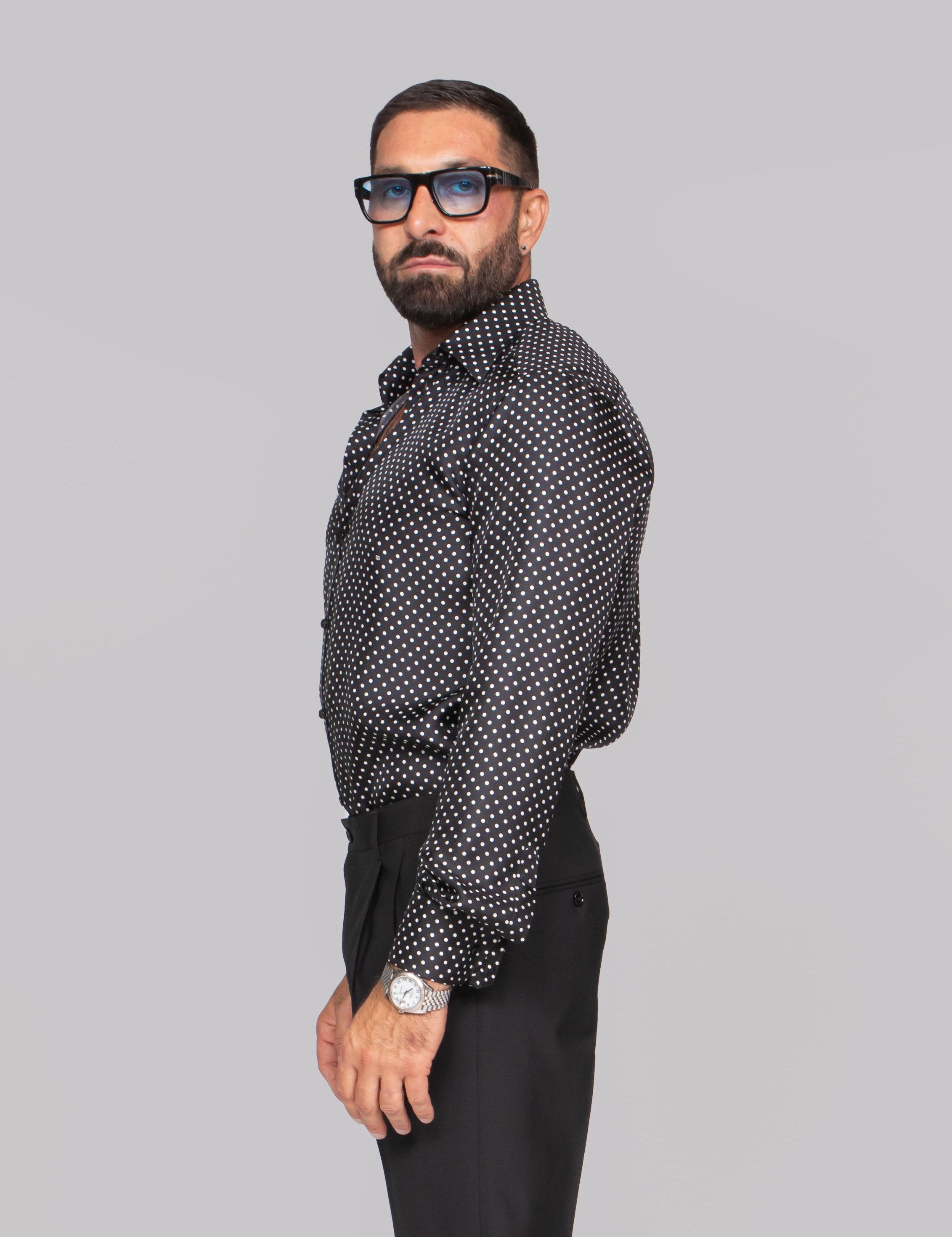 DOLCE & GABBANA CAMICIA HN6DI POIS F.NERO