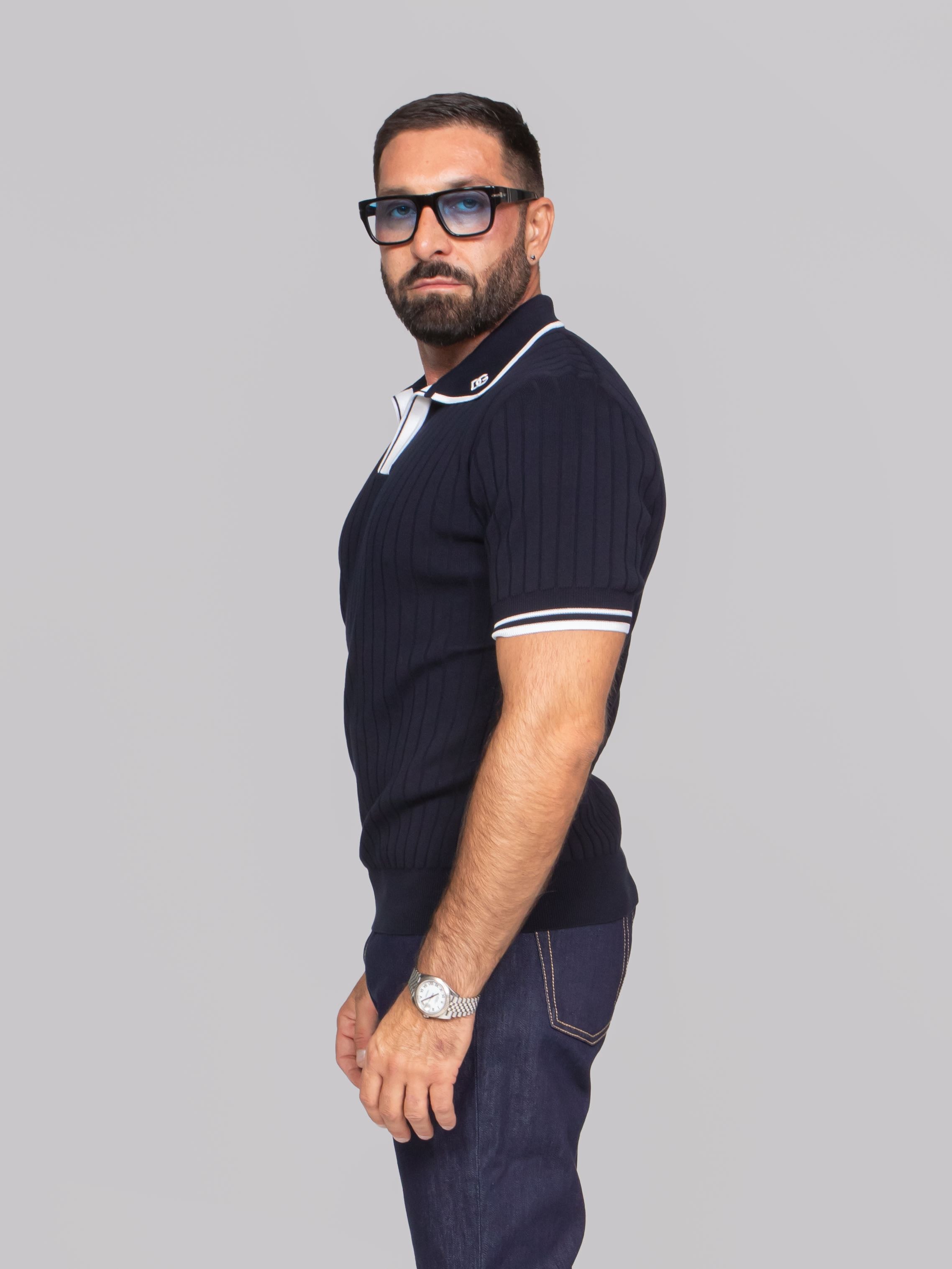 DOLCE & GABBANA POLO M/CORTA B0789 BLU/BIANCO