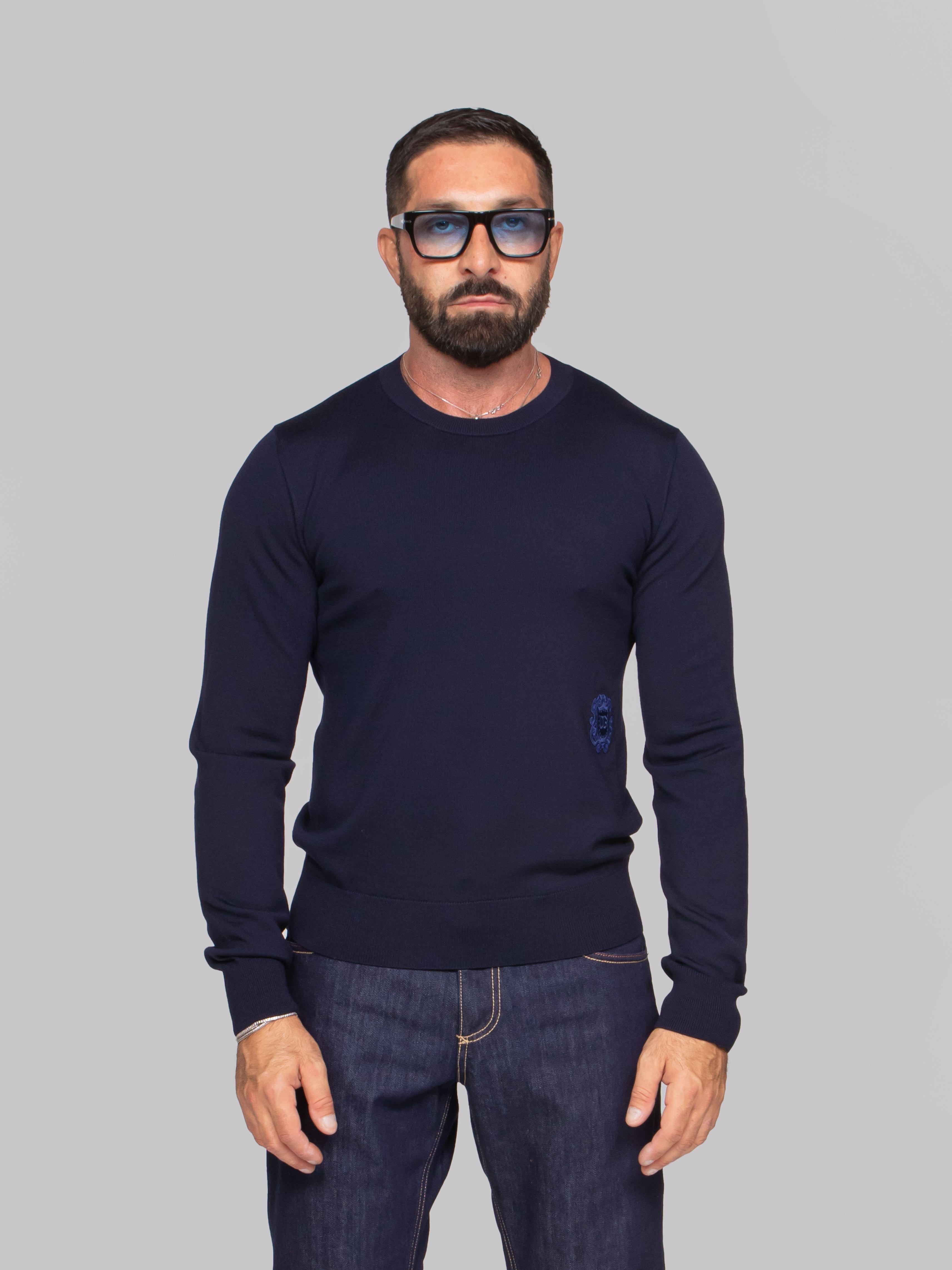 DOLCE & GABBANA MAGLIA GIROCOLLO B0665 BLU SCURO