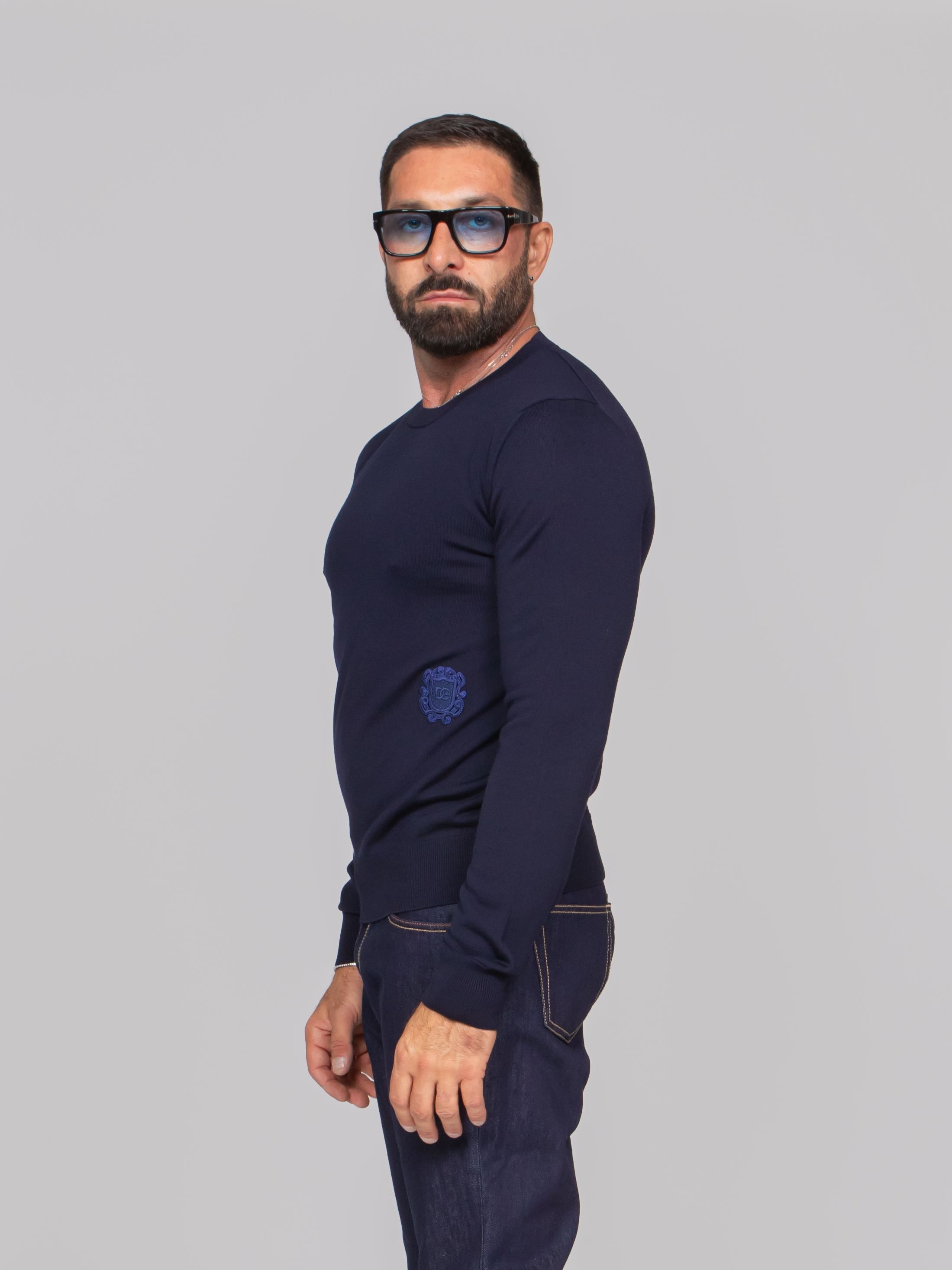 DOLCE & GABBANA MAGLIA GIROCOLLO B0665 BLU SCURO