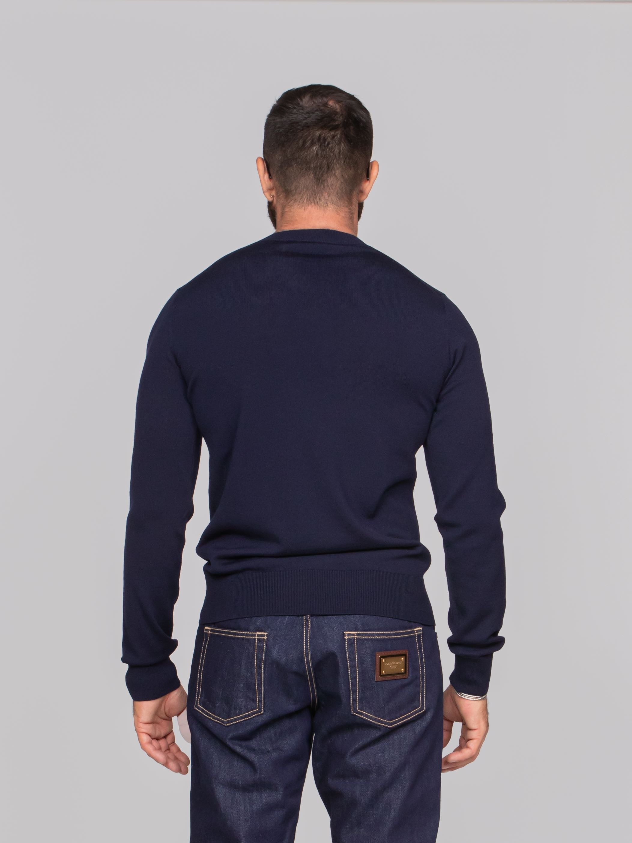 DOLCE & GABBANA MAGLIA GIROCOLLO B0665 BLU SCURO