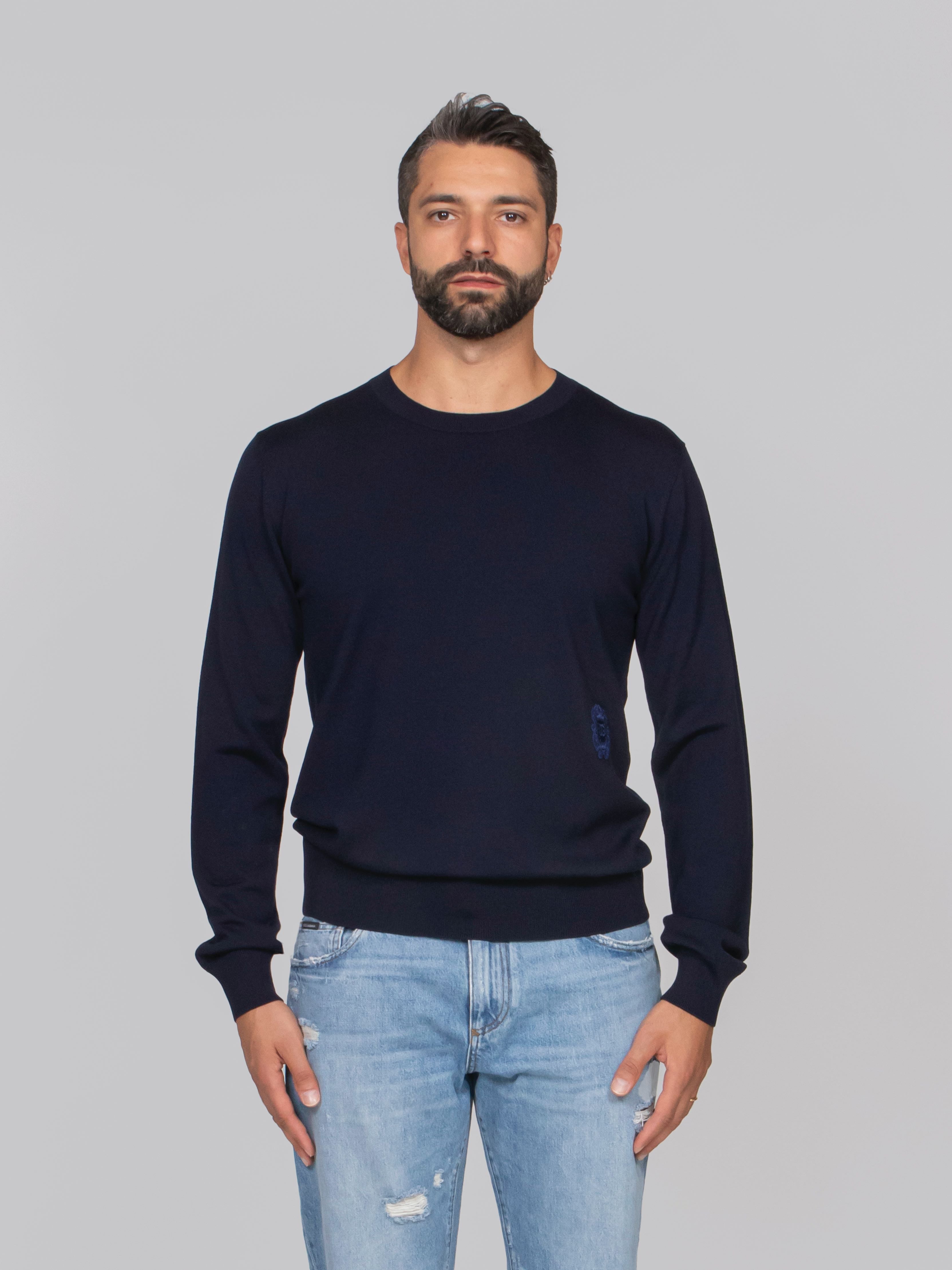 DOLCE & GABBANA MAGLIA GIROCOLLO B0665 BLU SCURO