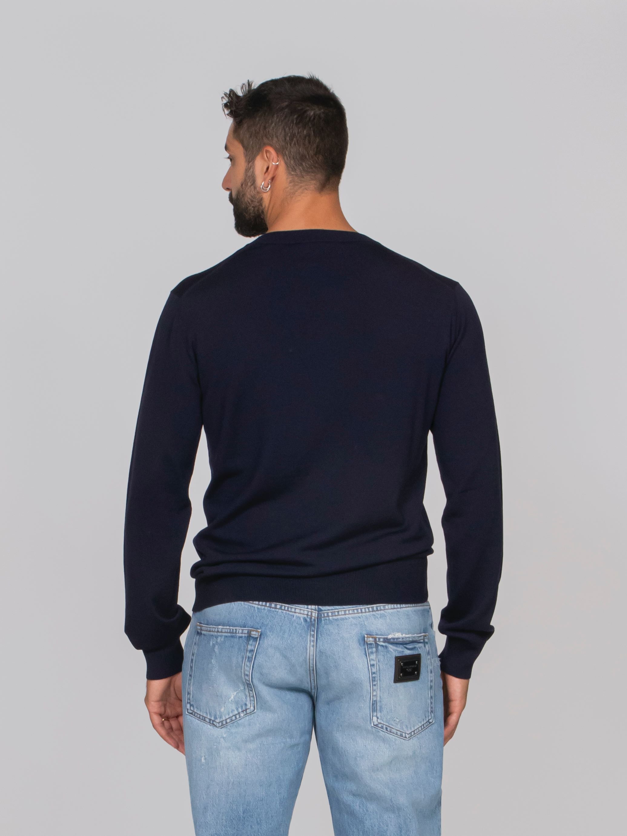 DOLCE & GABBANA MAGLIA GIROCOLLO B0665 BLU SCURO