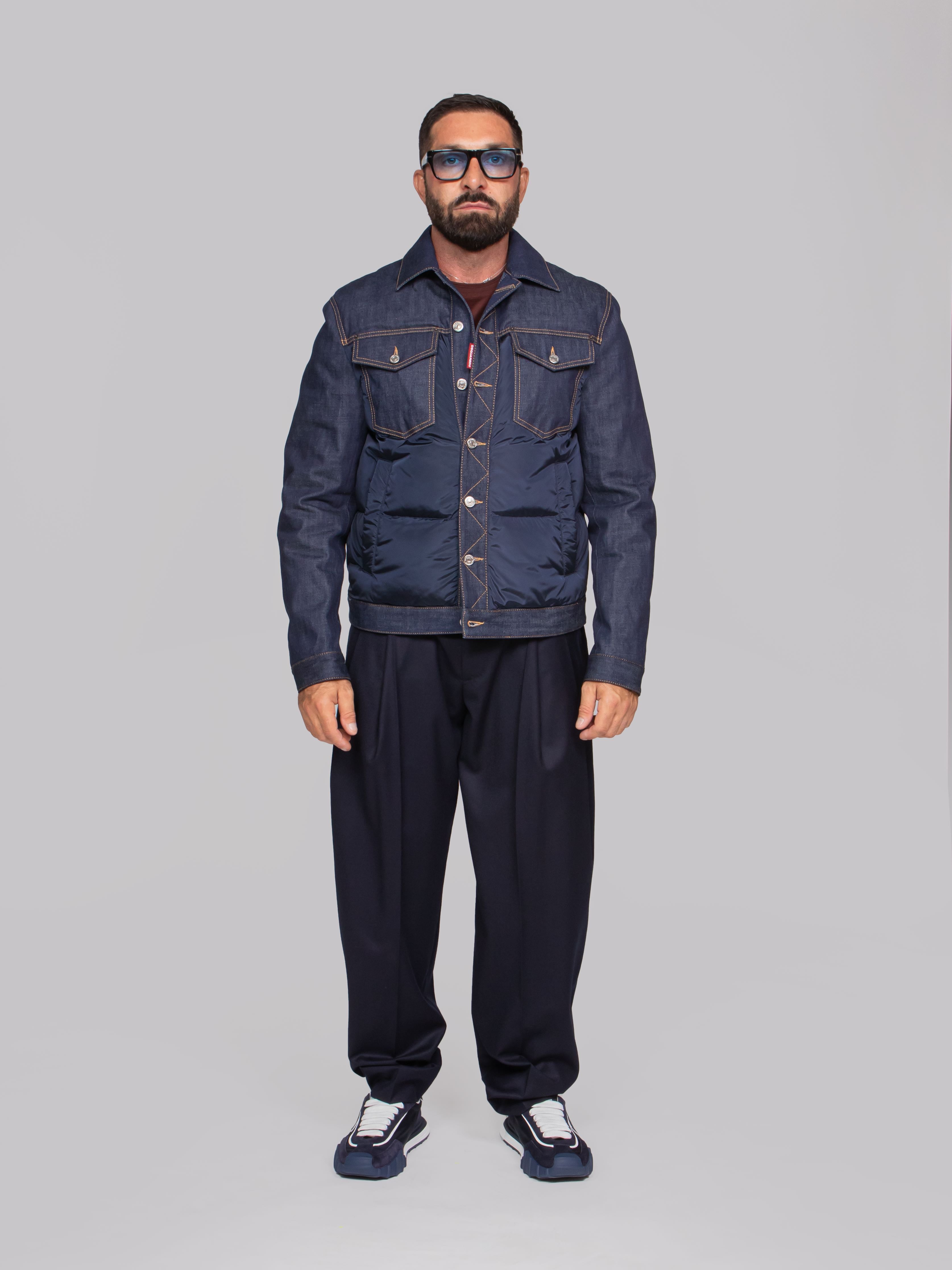 DSQUARED2 GIACCA HYBRID PUFFER JEAN 964 NAVY/BLUE