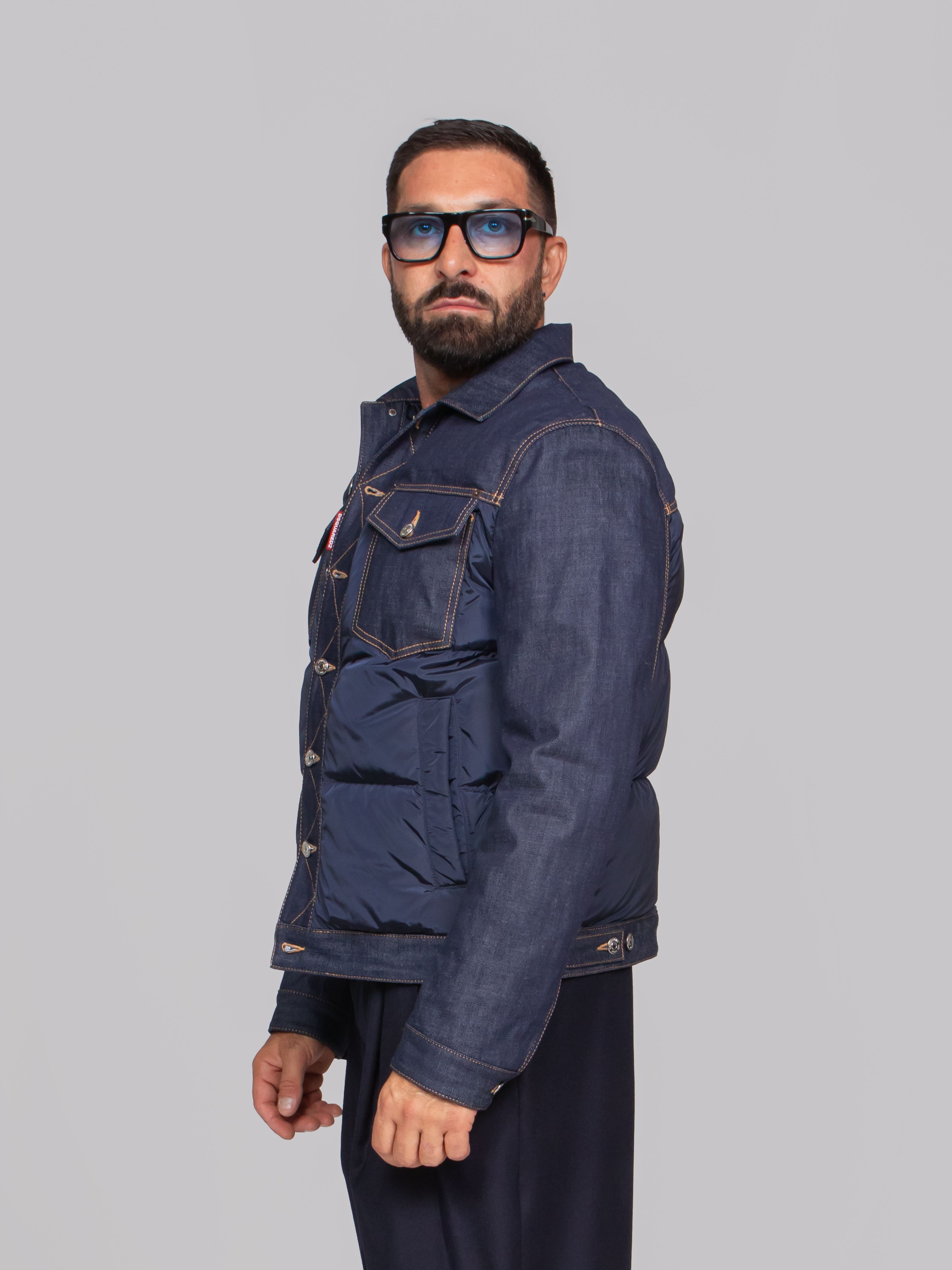 DSQUARED2 GIACCA HYBRID PUFFER JEAN 964 NAVY/BLUE