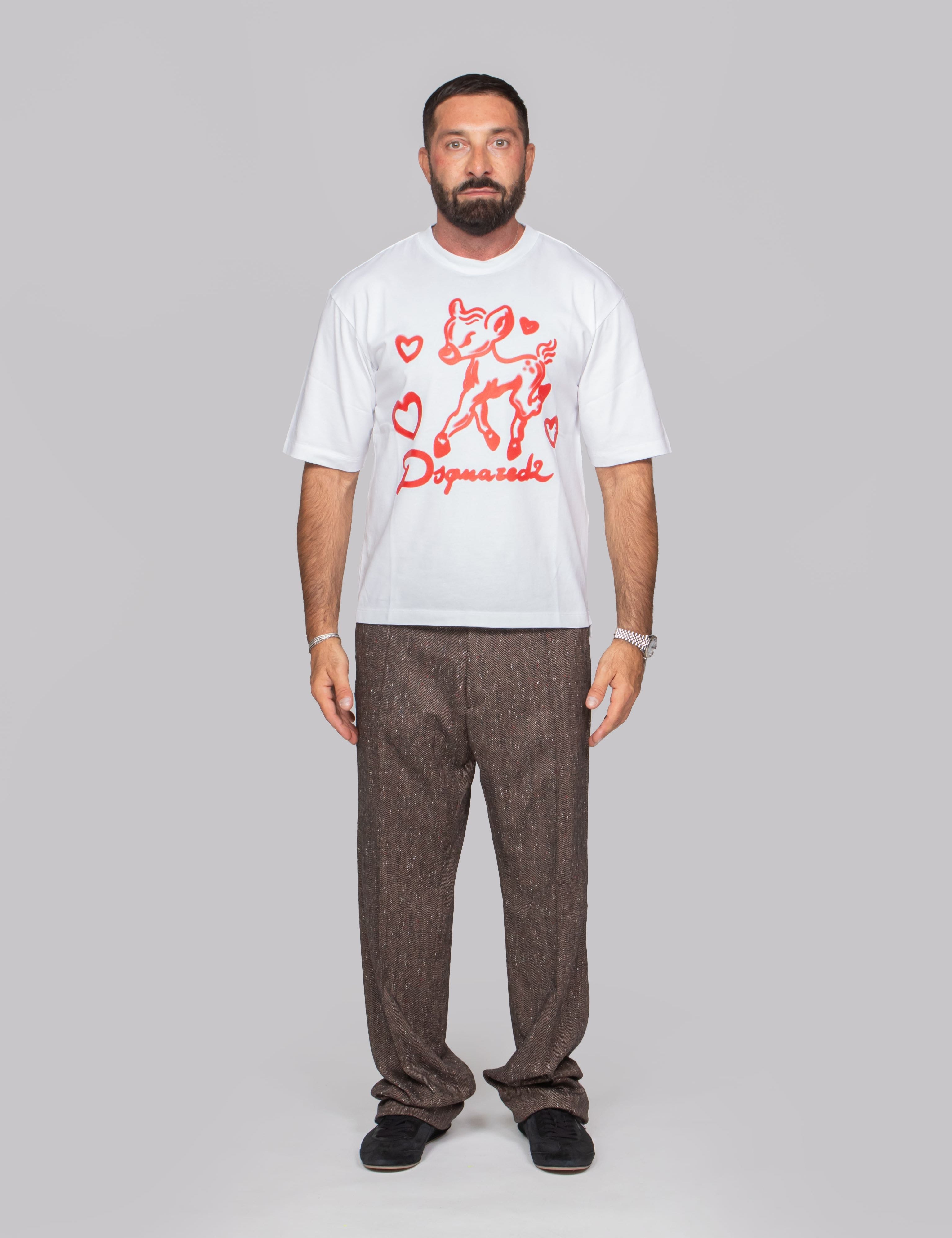 DSQUARED2 T-SHIRT LOOSE FIT 100 BIANCO