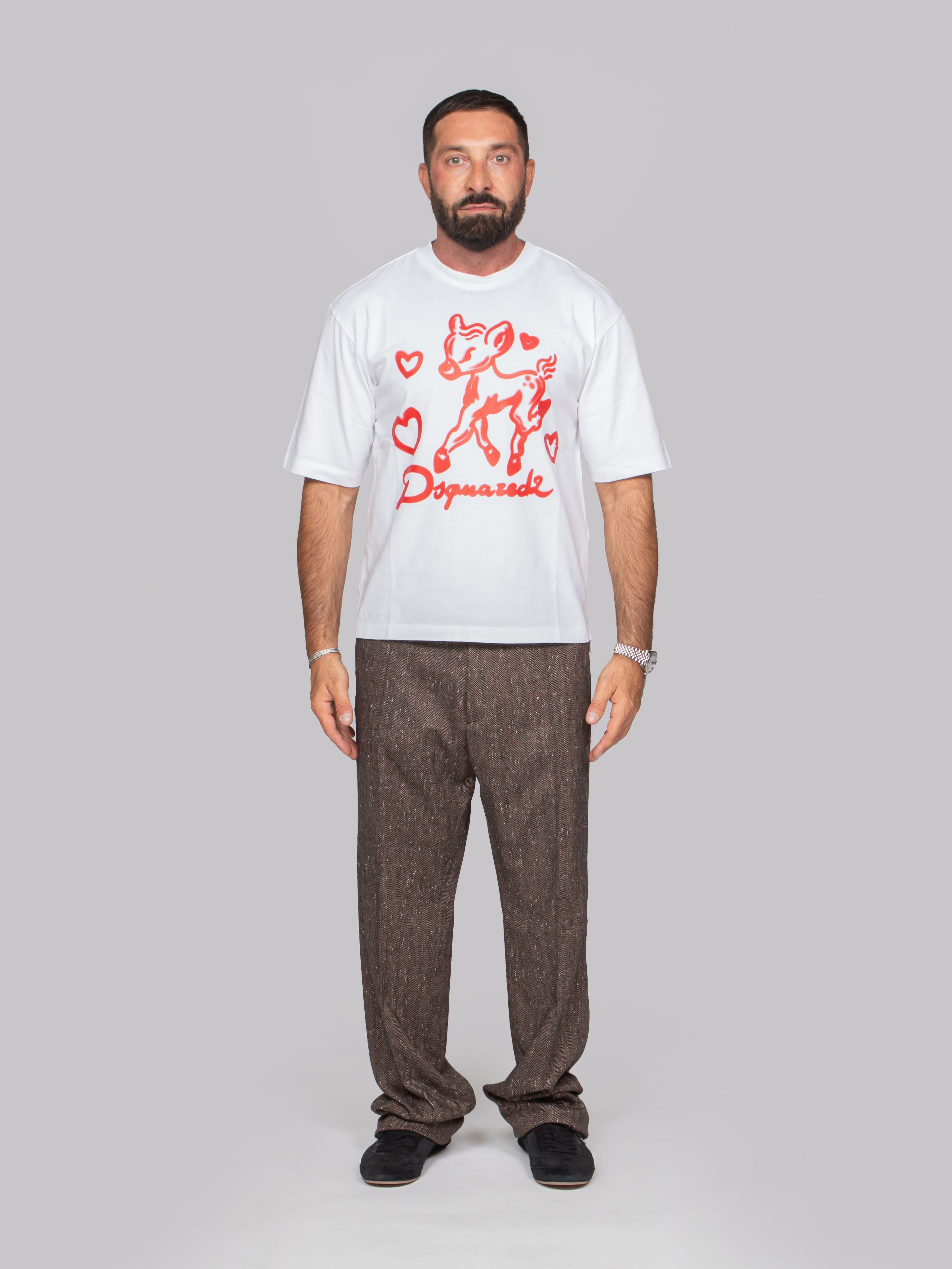 DSQUARED2 T-SHIRT LOOSE FIT 100 BIANCO
