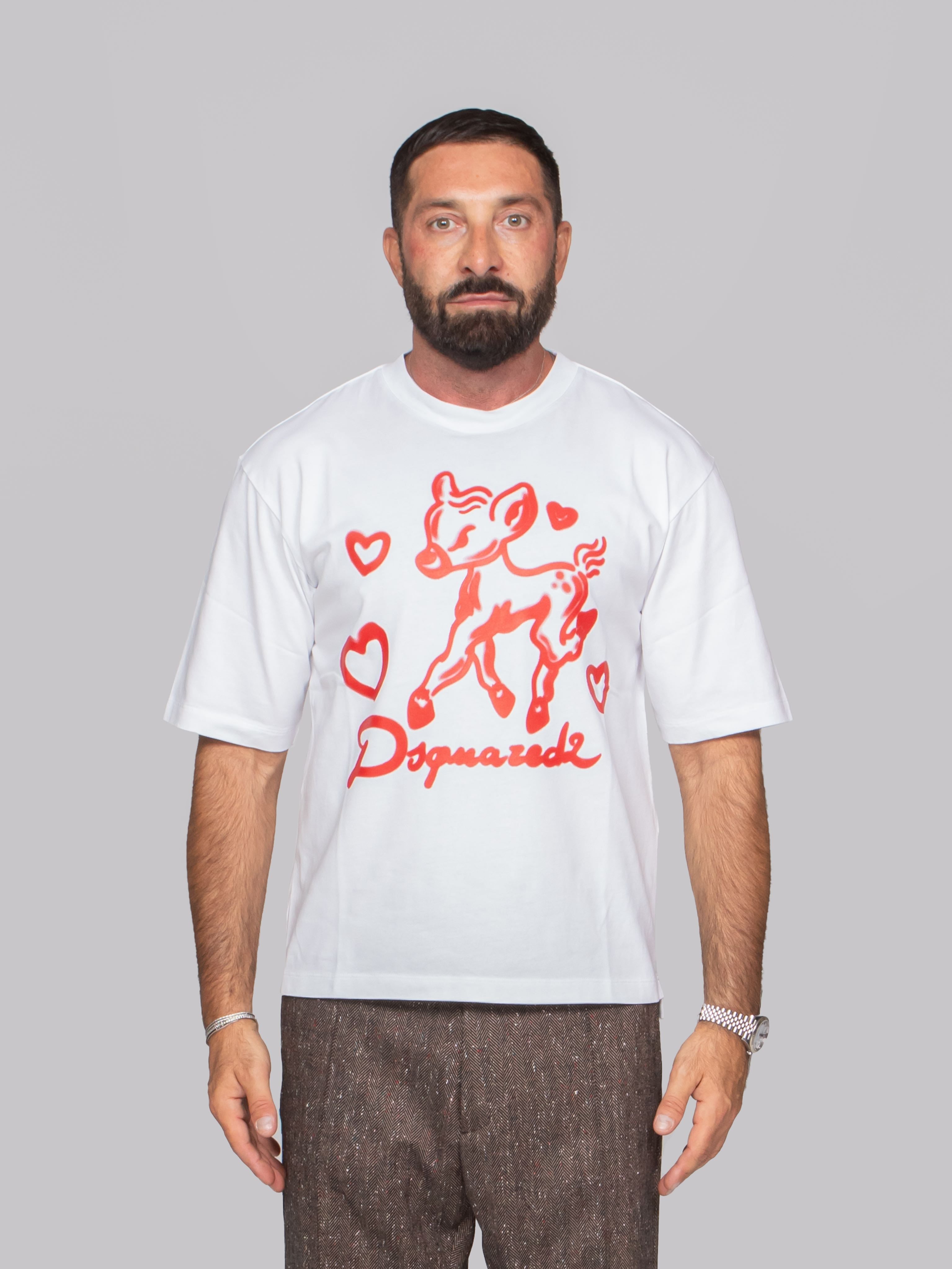 DSQUARED2 T-SHIRT LOOSE FIT 100 BIANCO