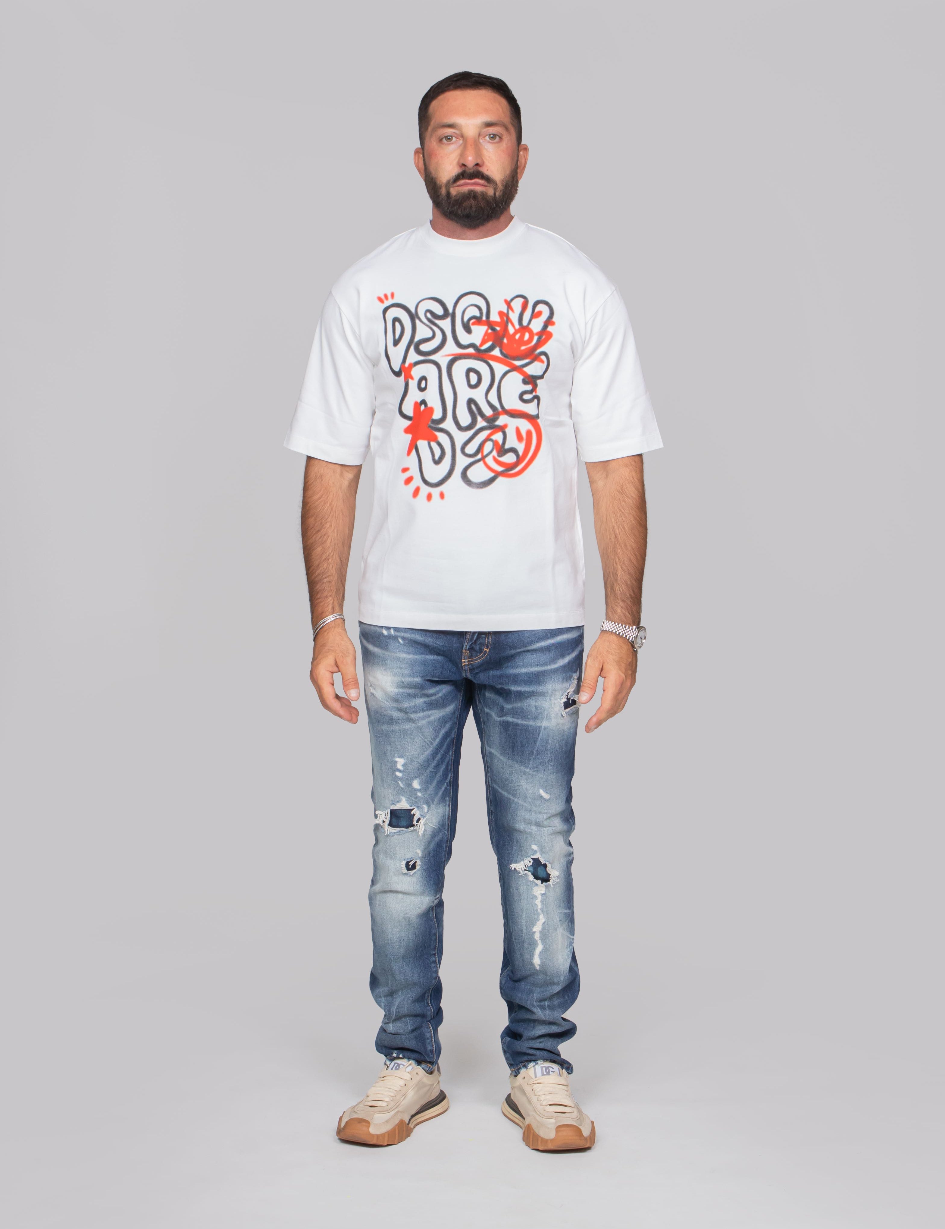 DSQUARED2 T-SHIRT LOOSE FIT 100 BIANCO