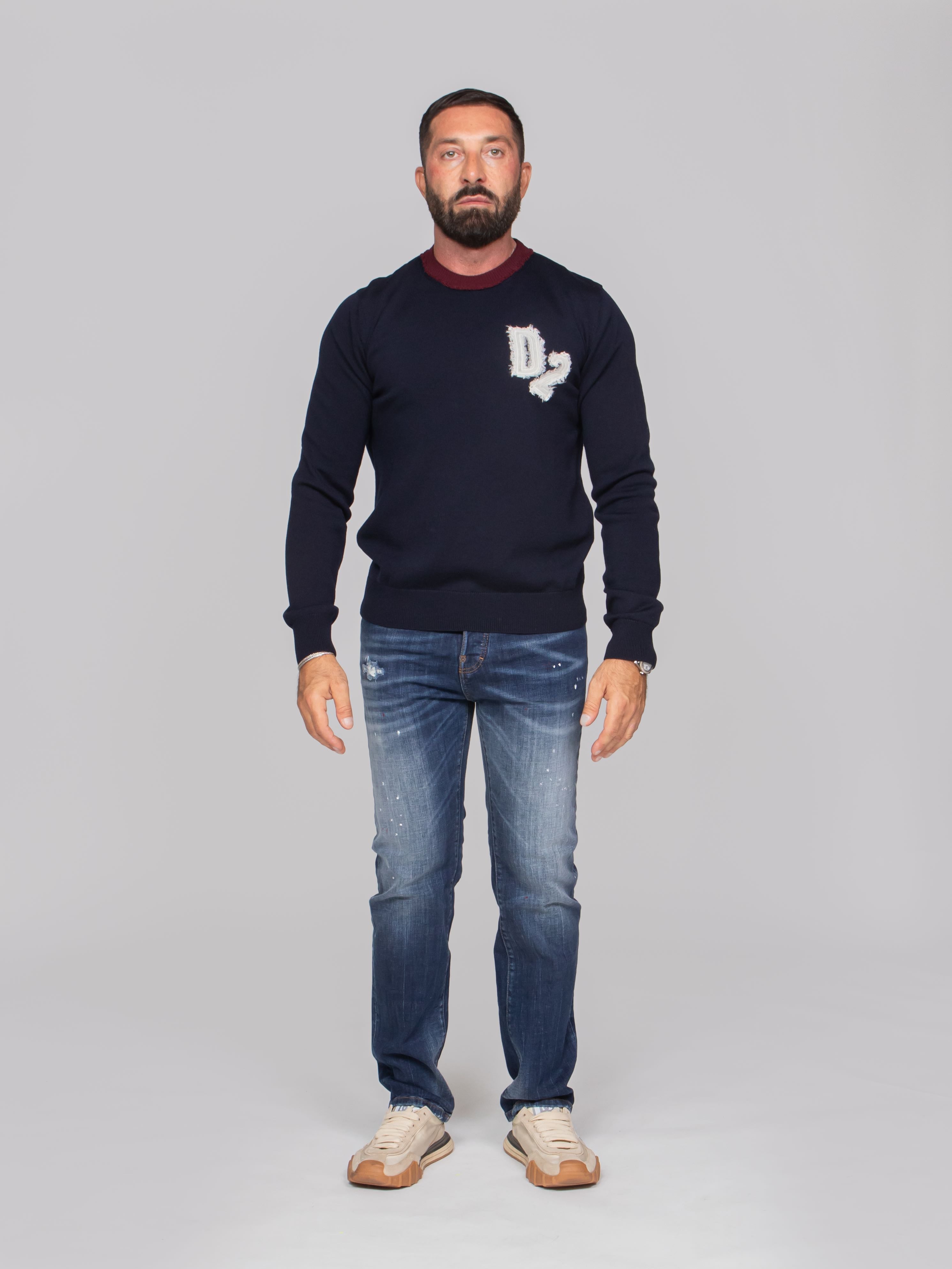 DSQUARED2 MAGLIA IN LANA 961 NAVY/BLUE