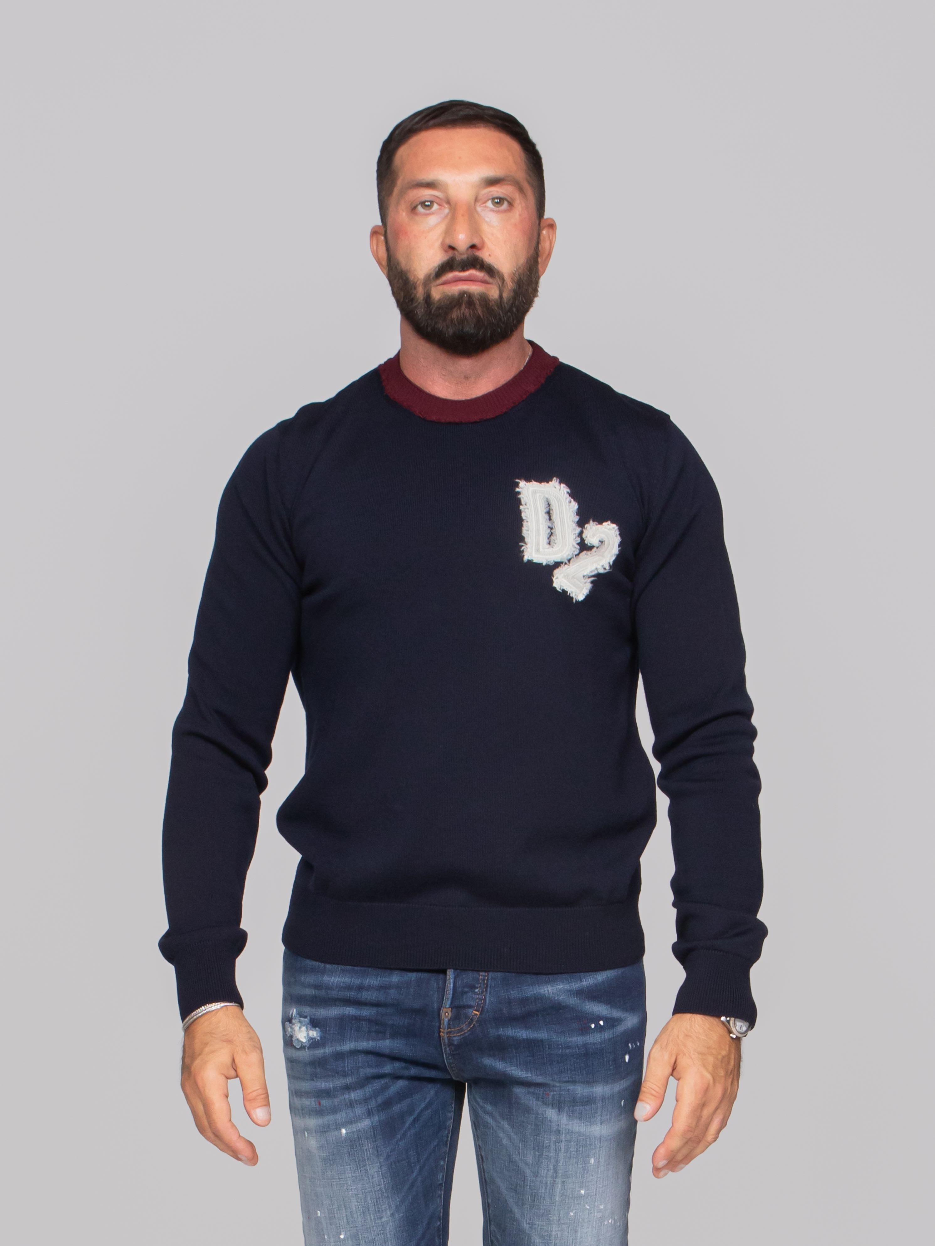 DSQUARED2 MAGLIA IN LANA 961 NAVY/BLUE