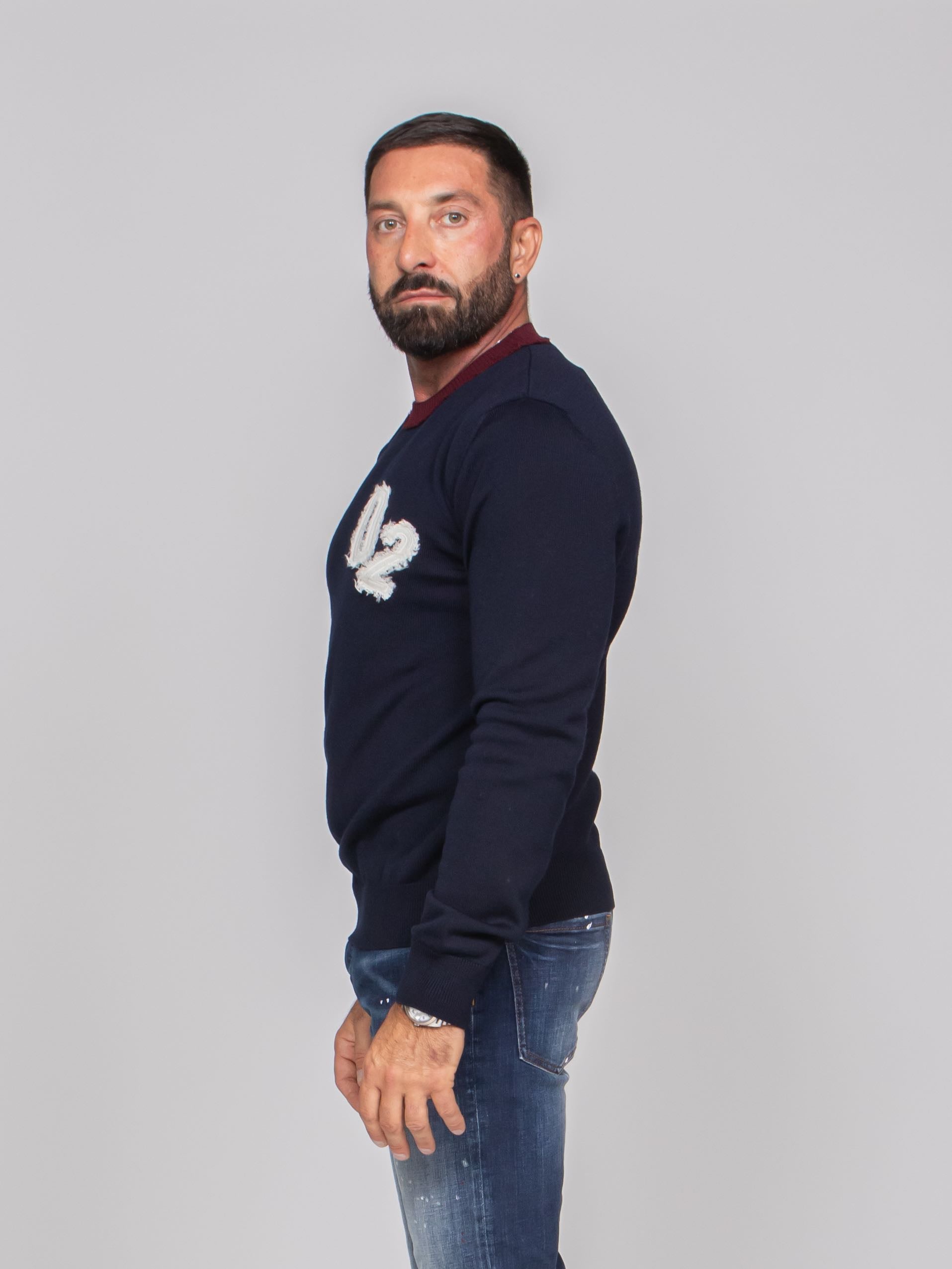 DSQUARED2 MAGLIA IN LANA 961 NAVY/BLUE
