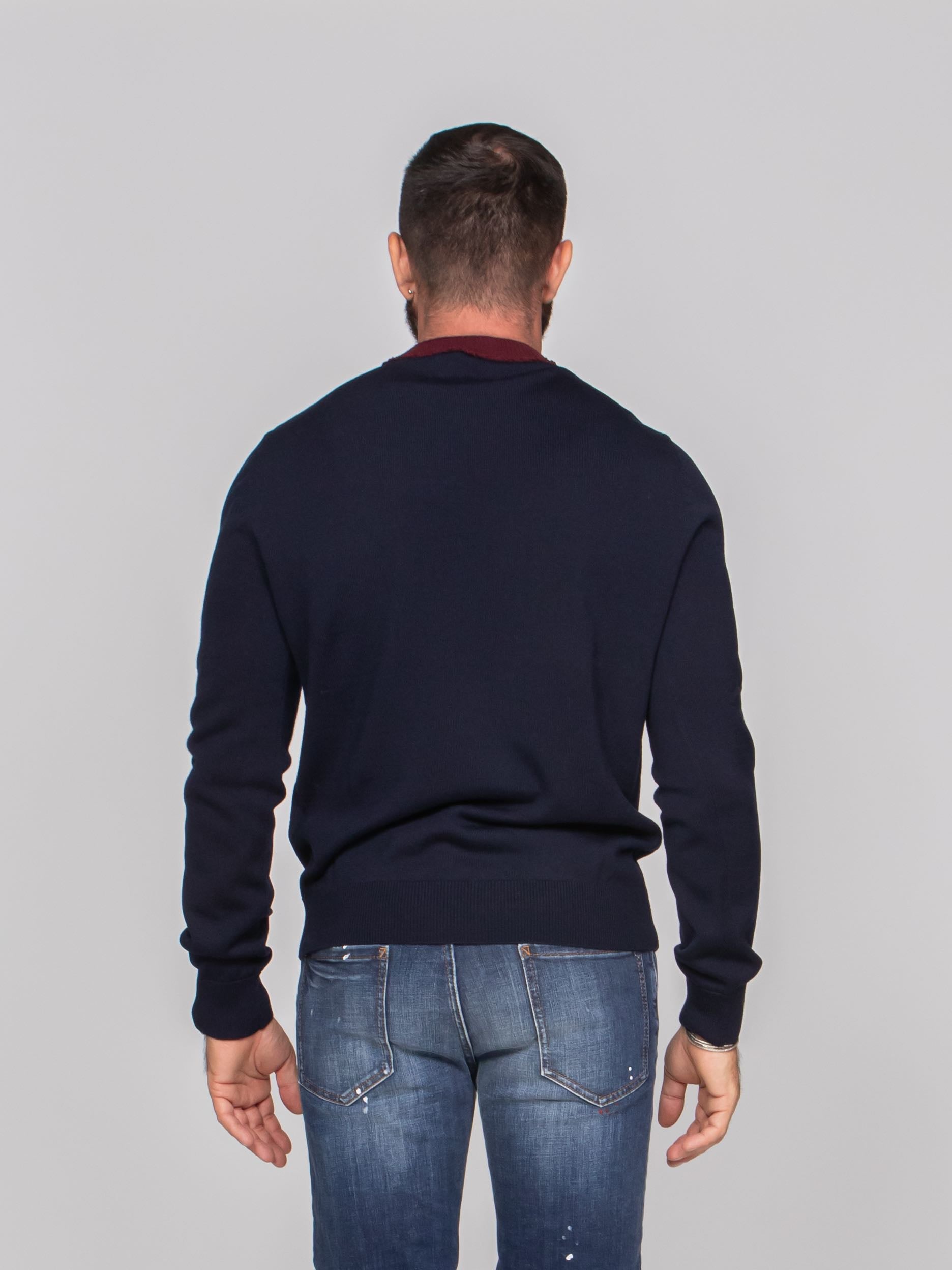 DSQUARED2 MAGLIA IN LANA 961 NAVY/BLUE