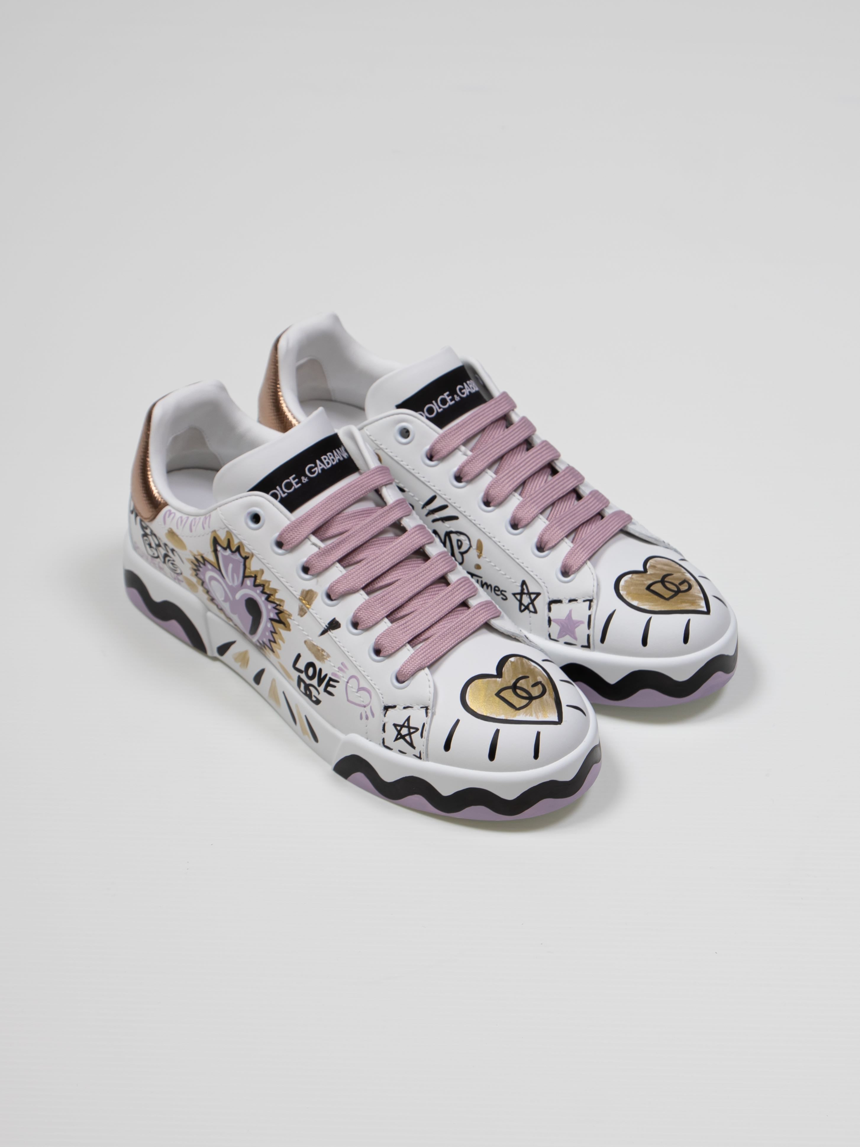 DOLCE & GABBANA SNEAKER BASSA 89662 BIANCO/ORO