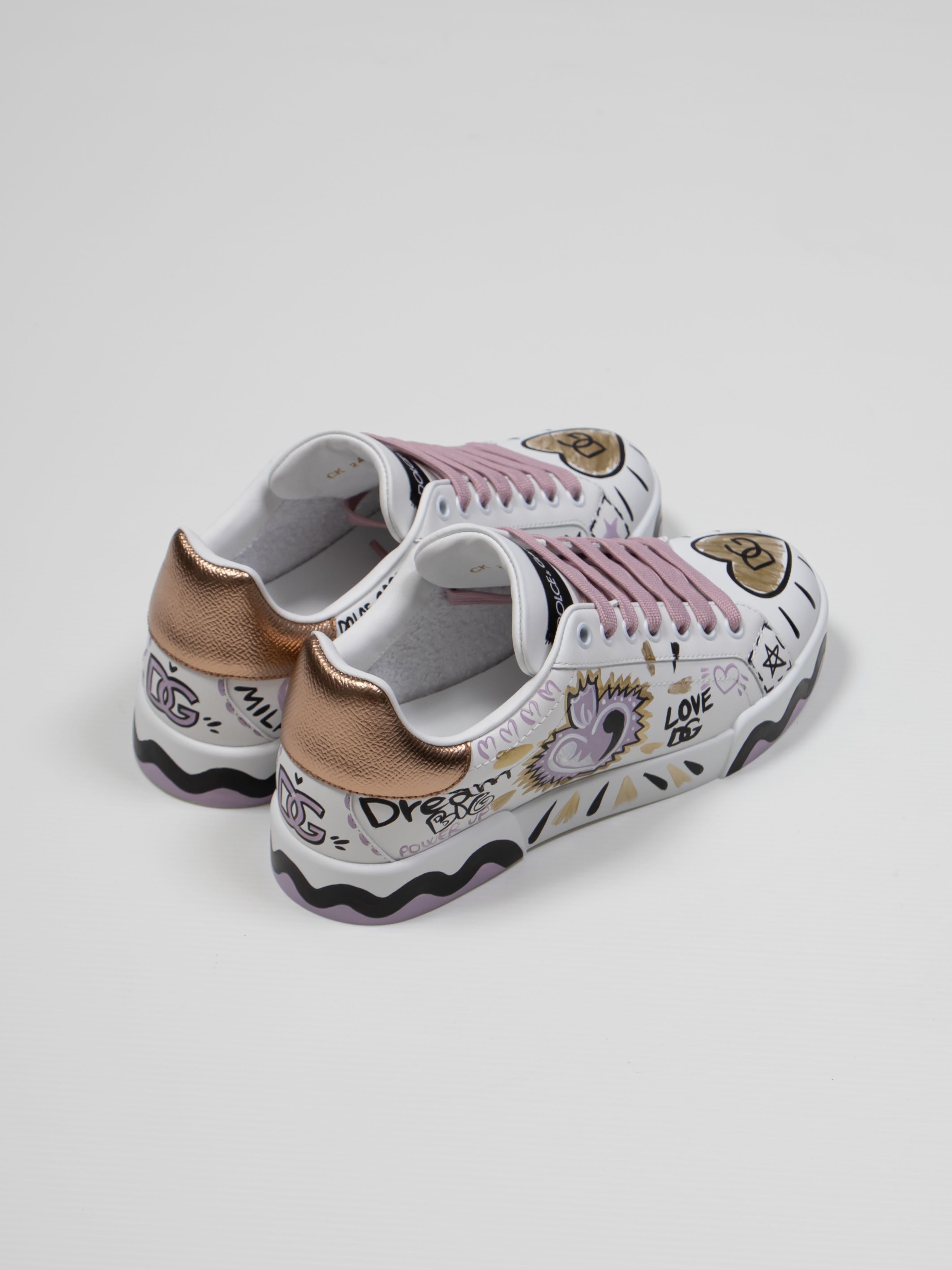 DOLCE & GABBANA SNEAKER BASSA 89662 BIANCO/ORO
