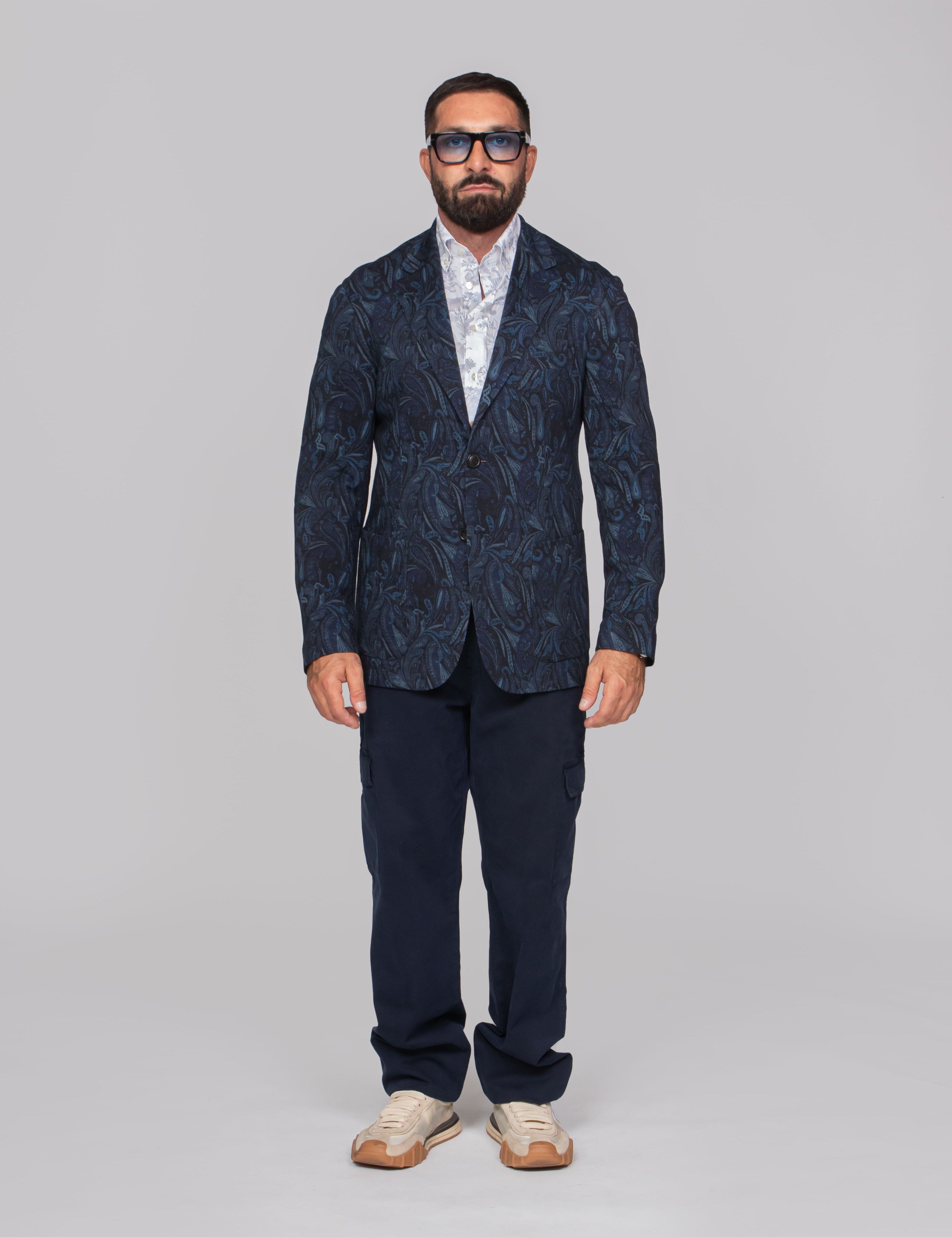 ETRO GIACCA JERSEY PACKABLE X0883 F.DO BLU