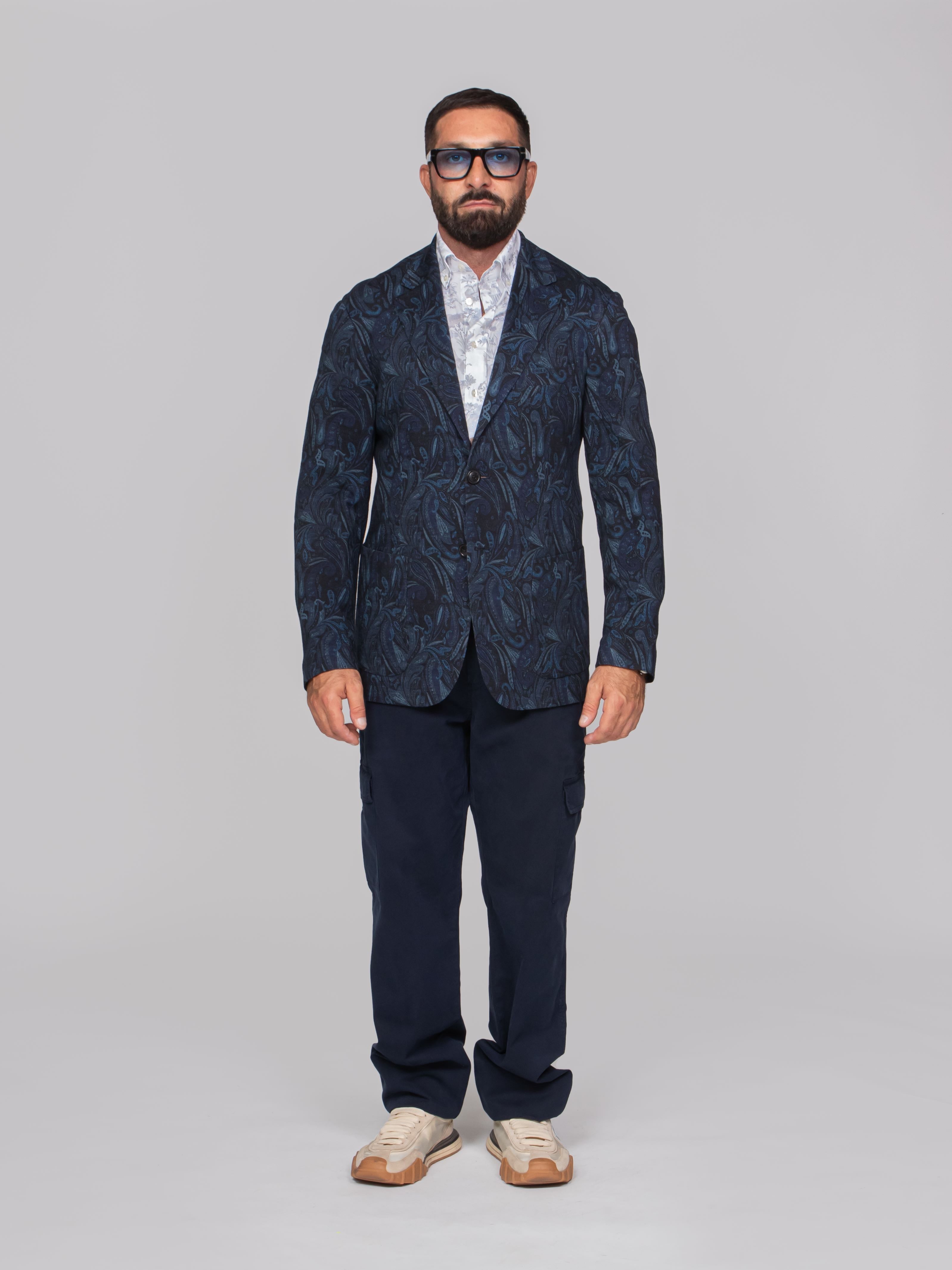 ETRO GIACCA JERSEY PACKABLE X0883 F.DO BLU