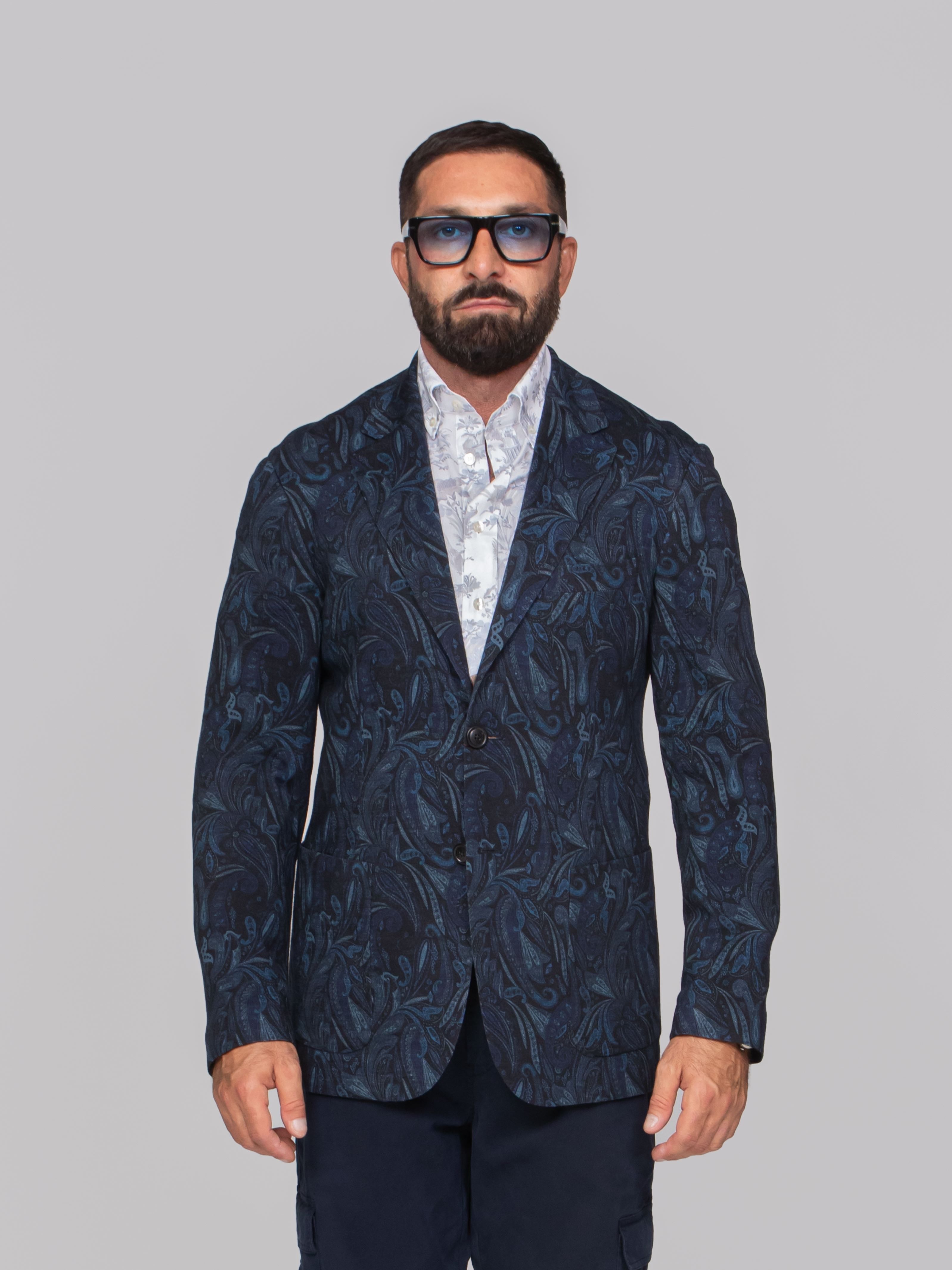 ETRO GIACCA JERSEY PACKABLE X0883 F.DO BLU