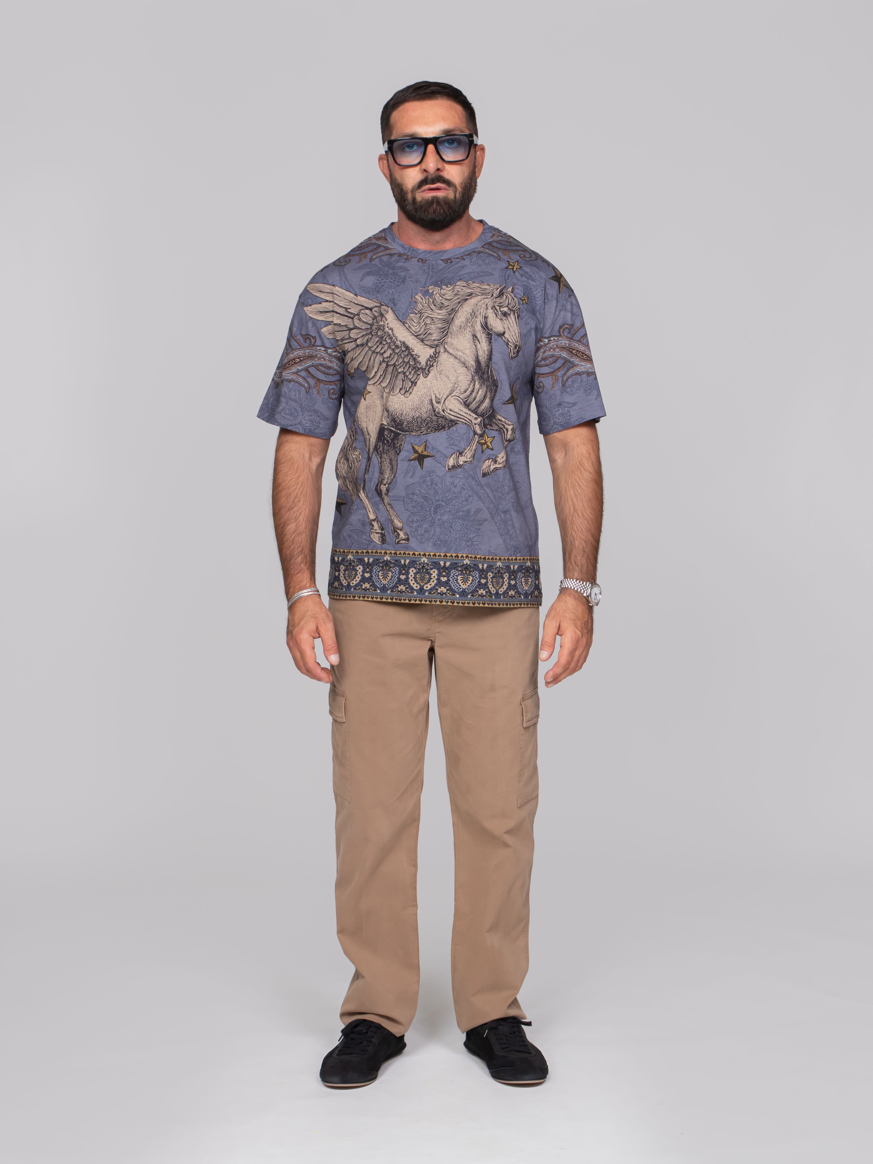 ETRO T-SHIRT SOHO X0883 F.DO BLU