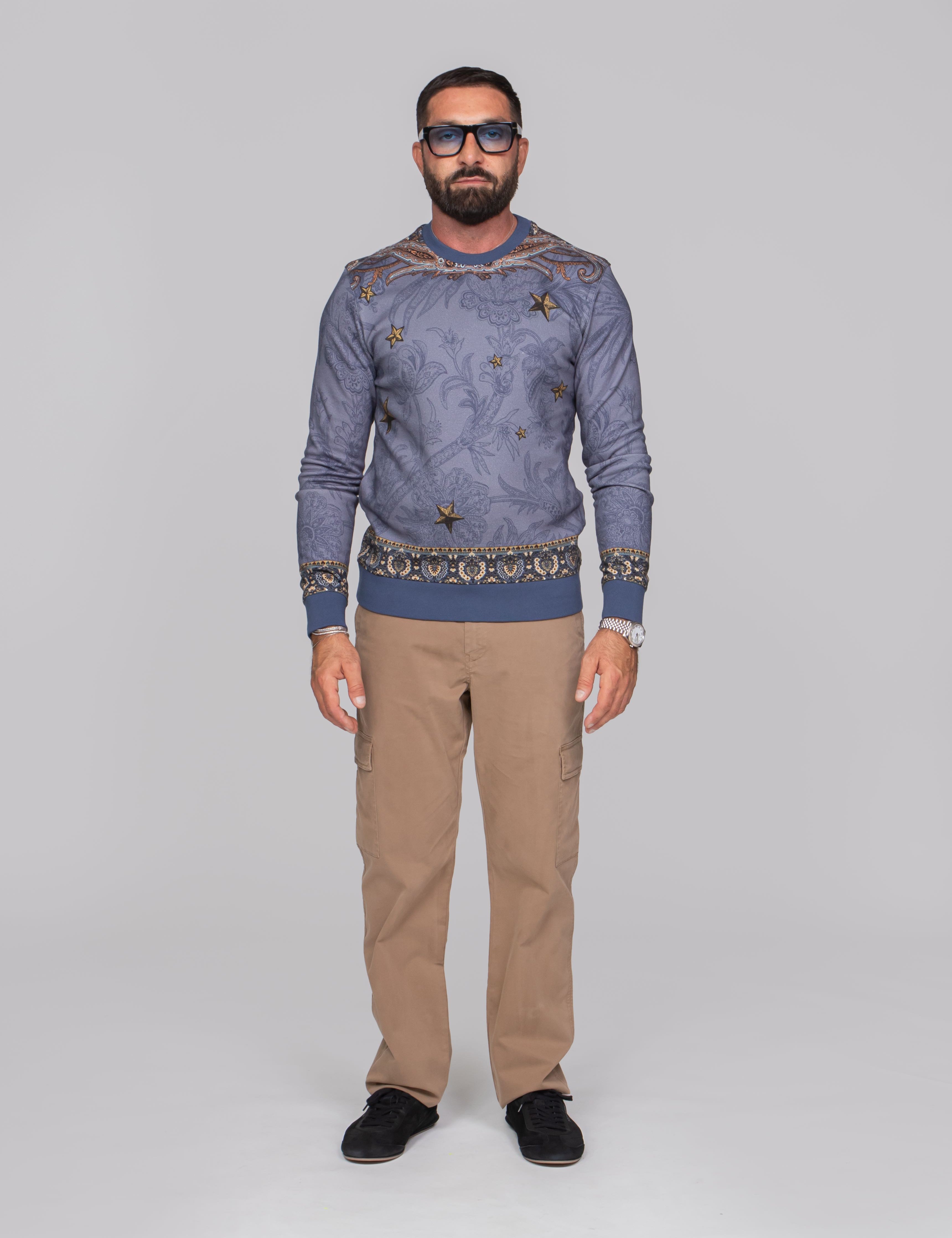 ETRO MAGLIA 3D LOGO X0883 F.DO BLU