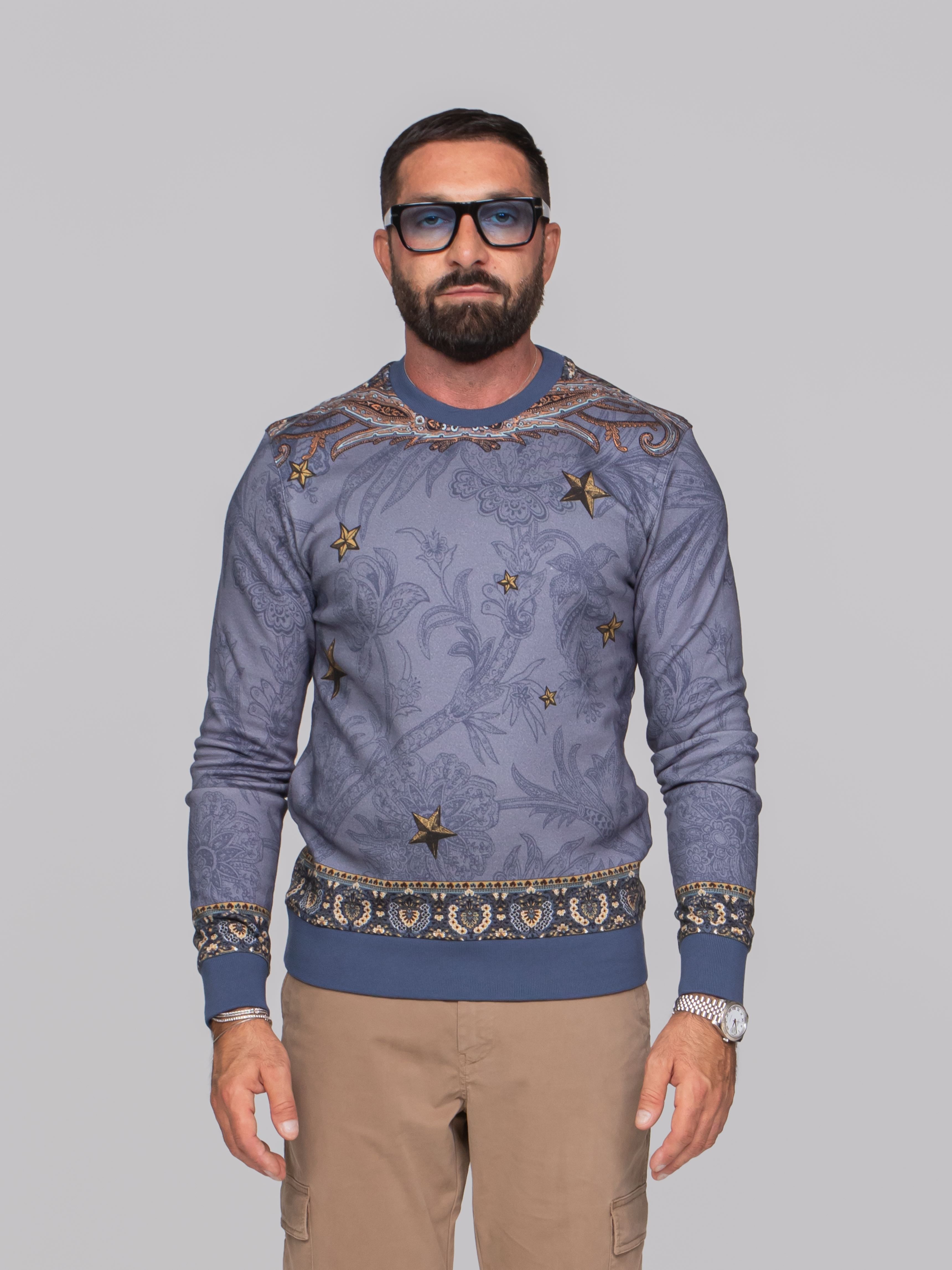 ETRO MAGLIA 3D LOGO X0883 F.DO BLU