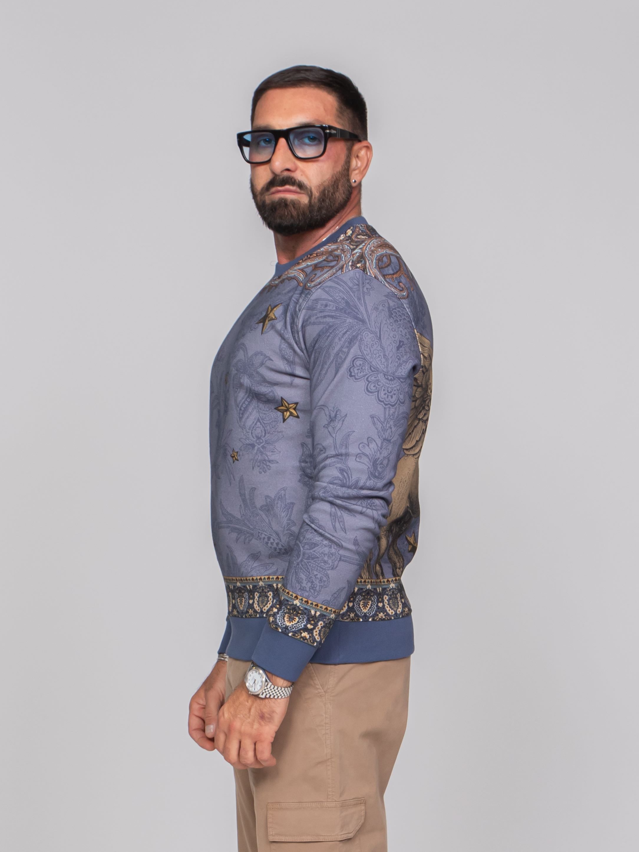 ETRO MAGLIA 3D LOGO X0883 F.DO BLU