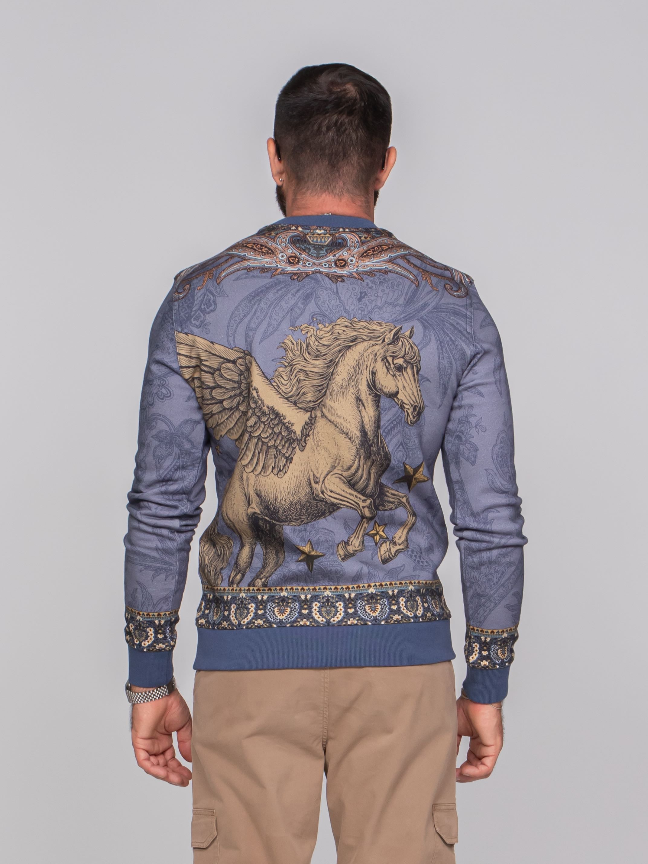 ETRO MAGLIA 3D LOGO X0883 F.DO BLU