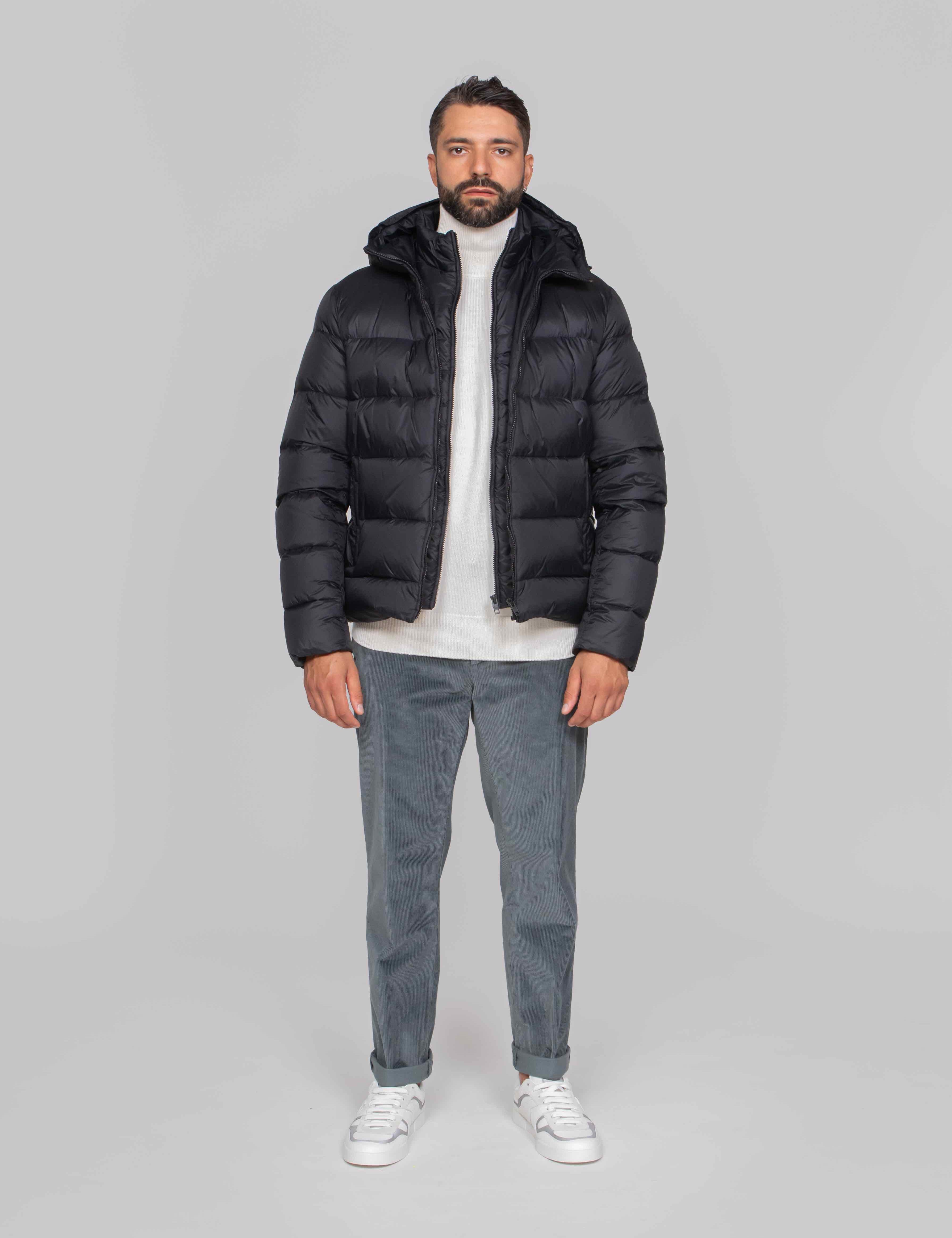 FAY PIUMINO CON CAPPUCCIO B999 NERO