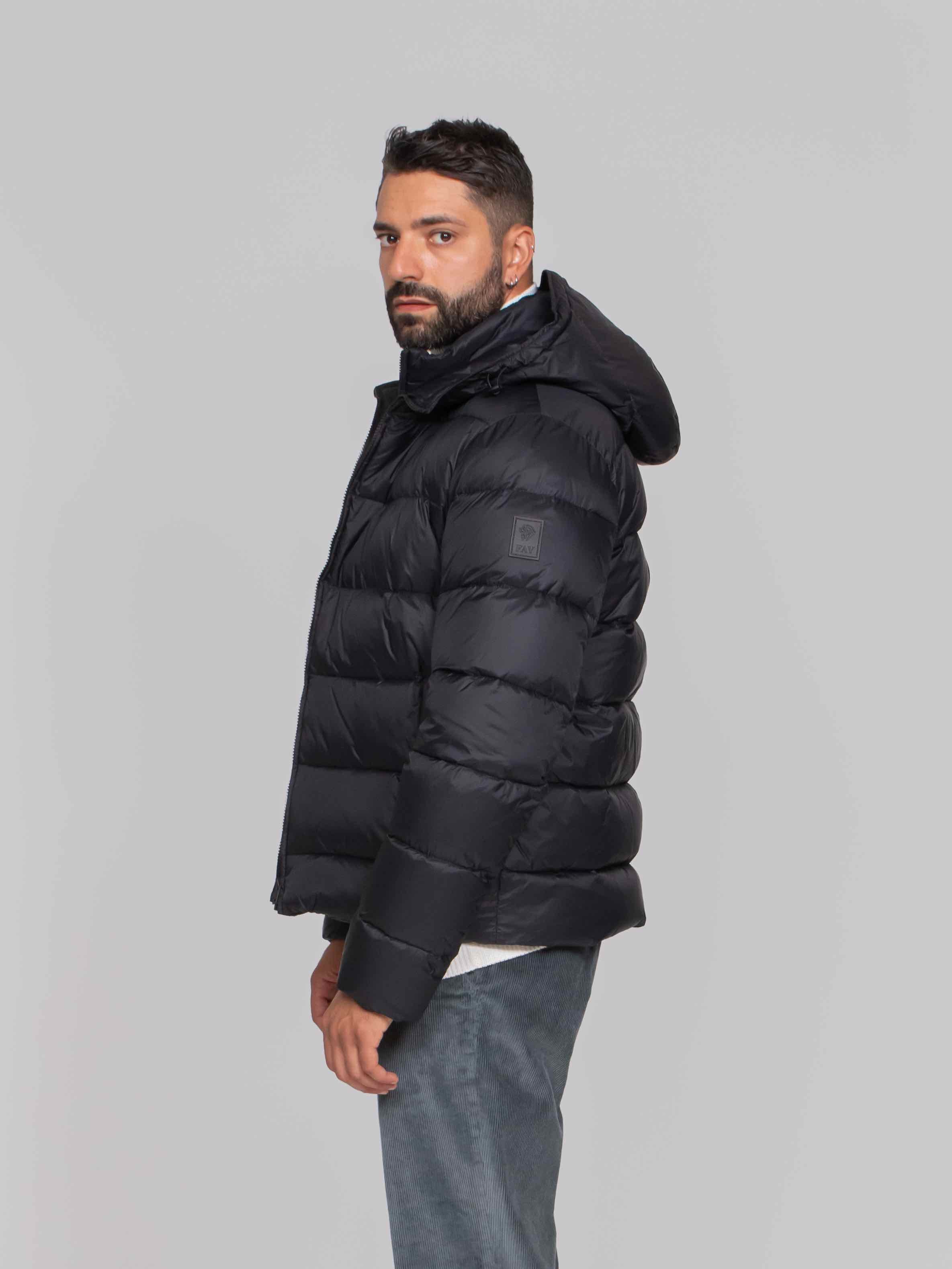 FAY PIUMINO CON CAPPUCCIO B999 NERO