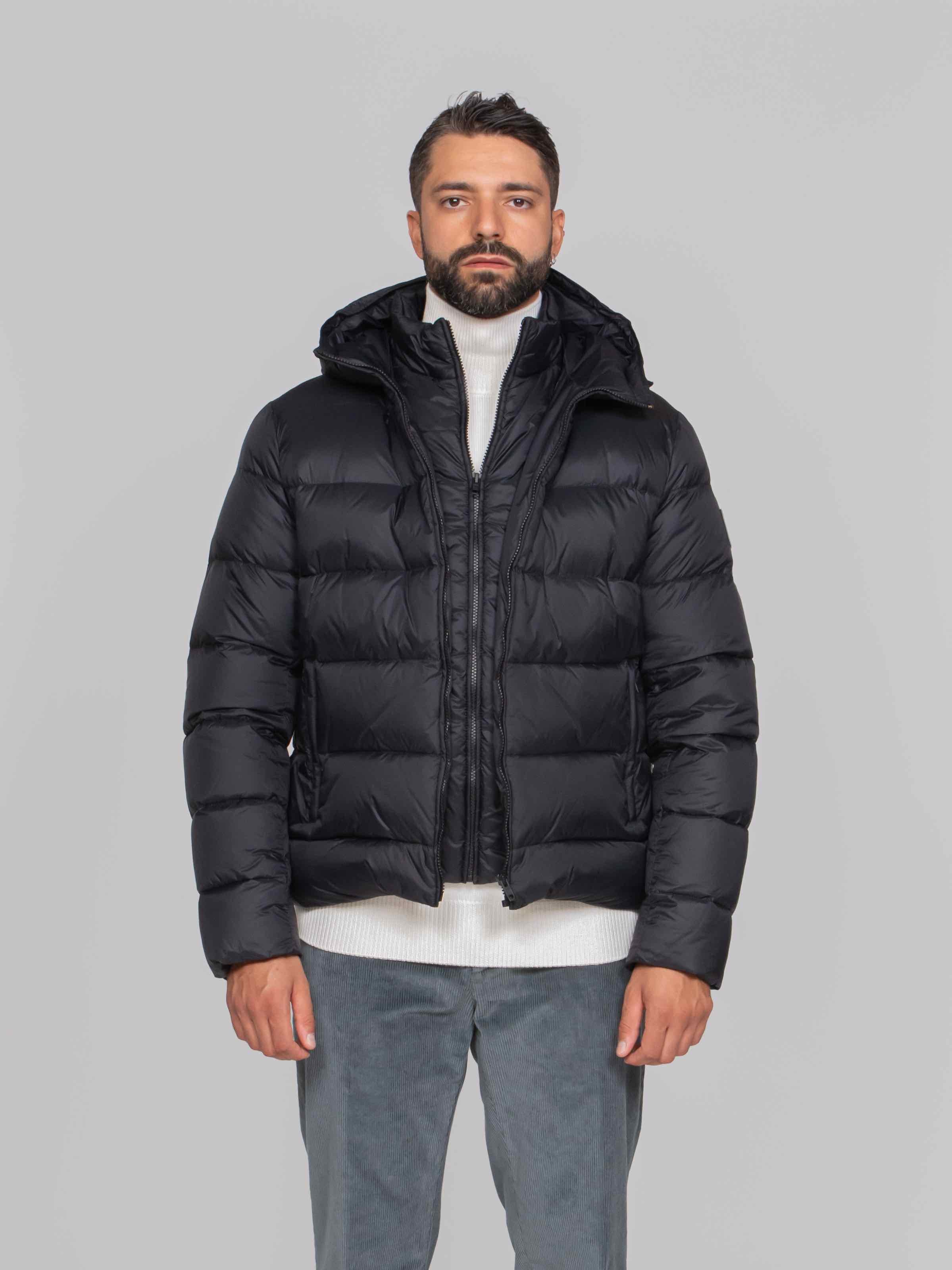 FAY PIUMINO CON CAPPUCCIO B999 NERO