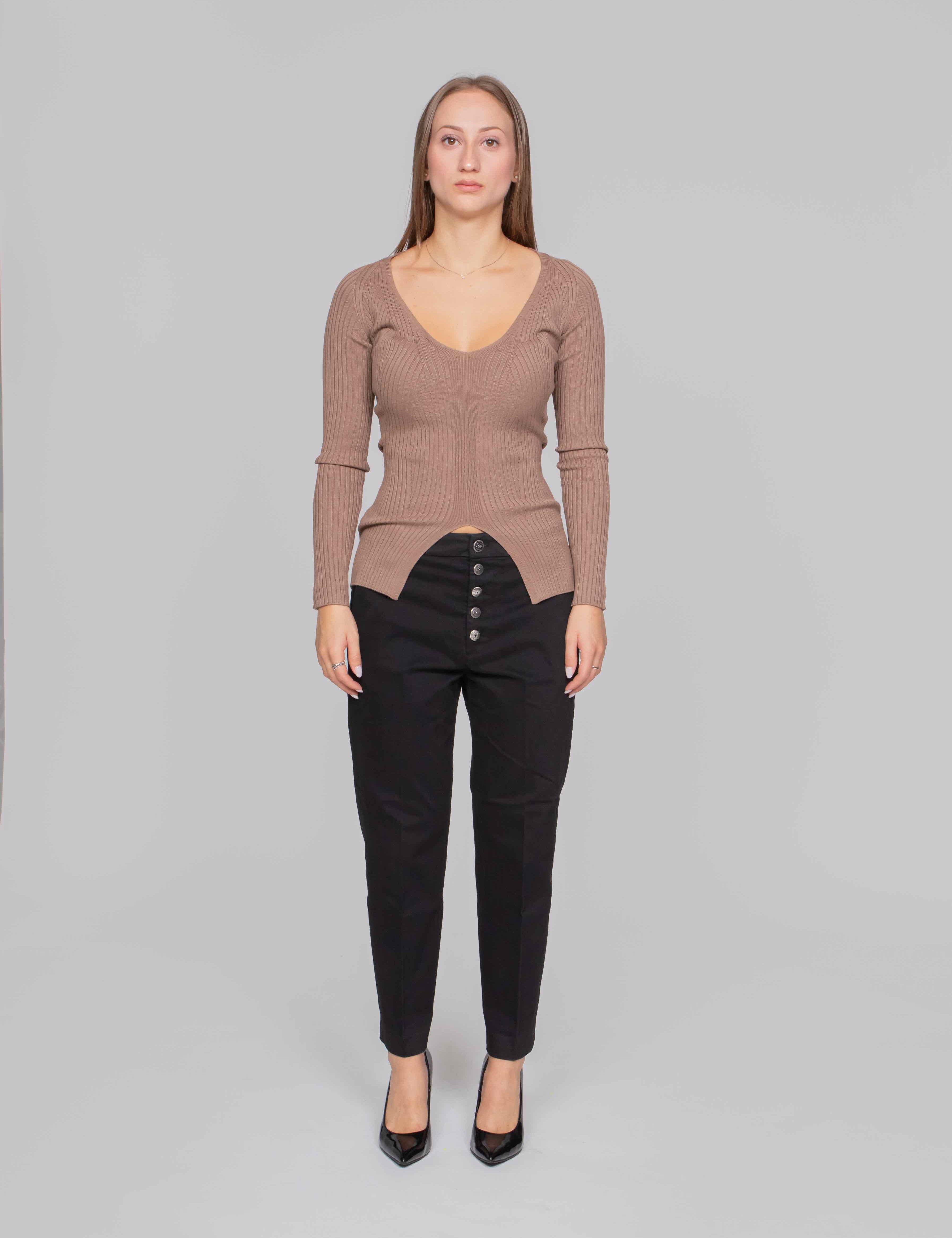 DONDUP MAGLIA SCOLLO V 728 CAMMELLO