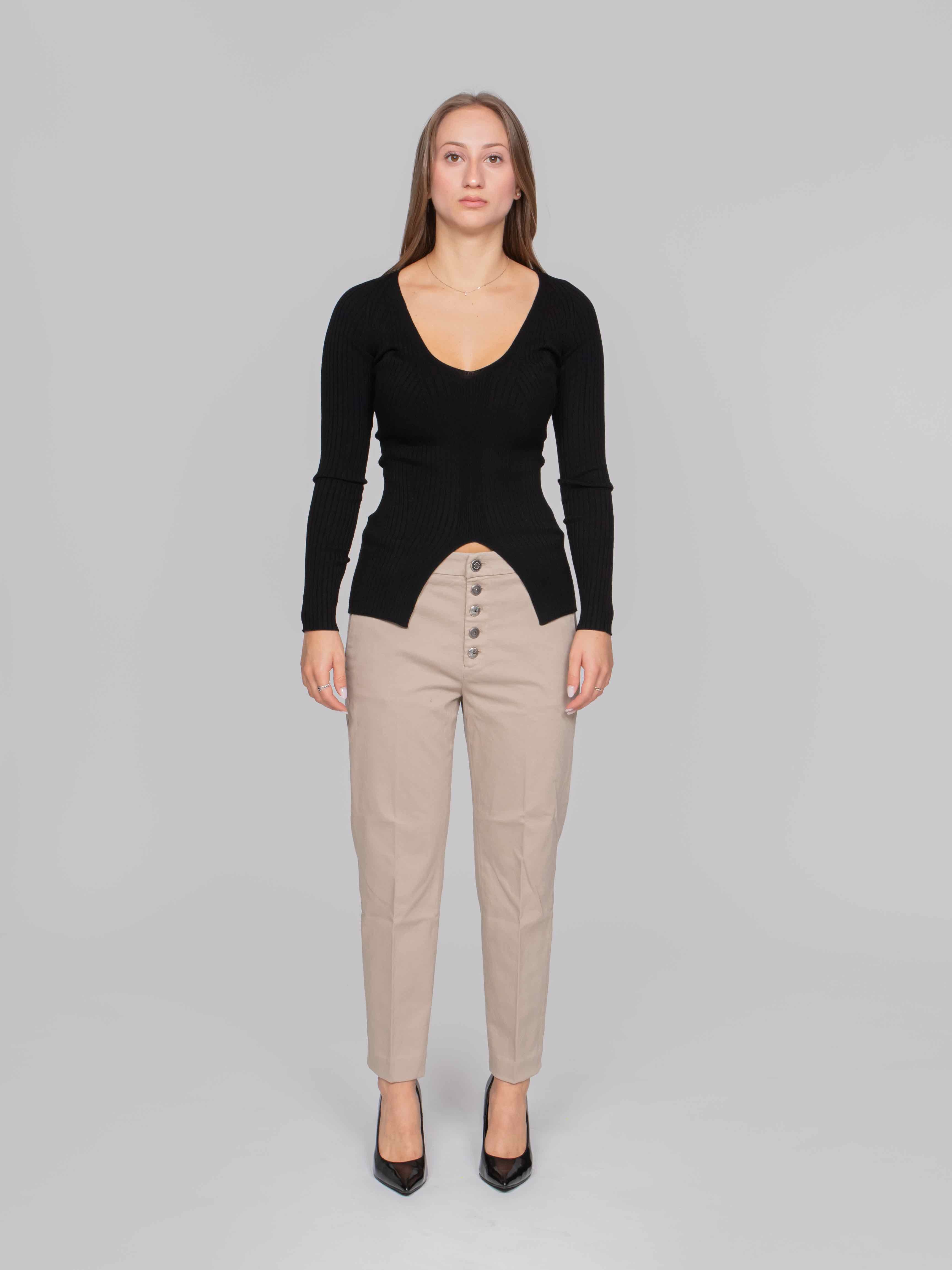 DONDUP MAGLIA SCOLLO V 999 NERO