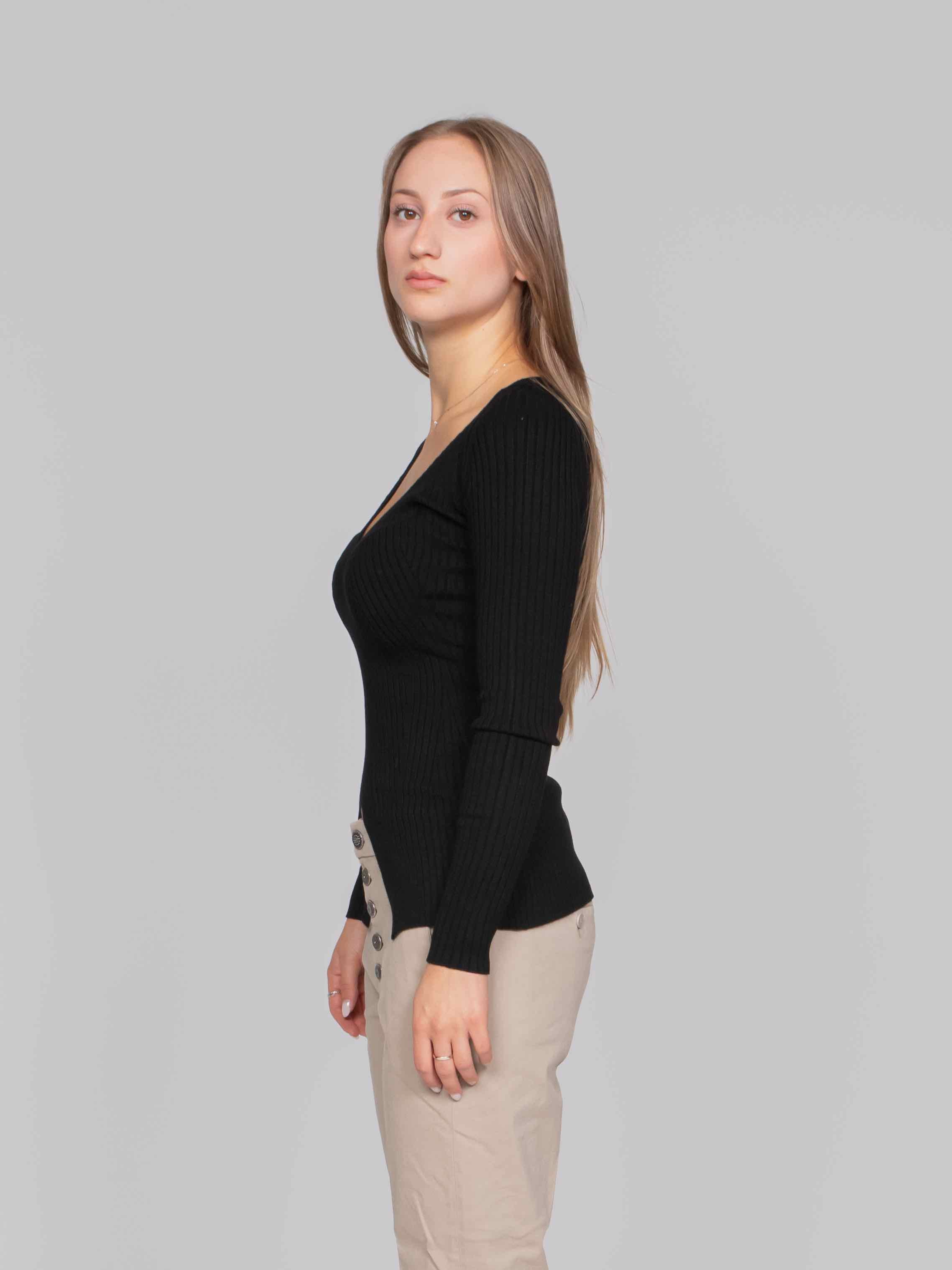 DONDUP MAGLIA SCOLLO V 999 NERO