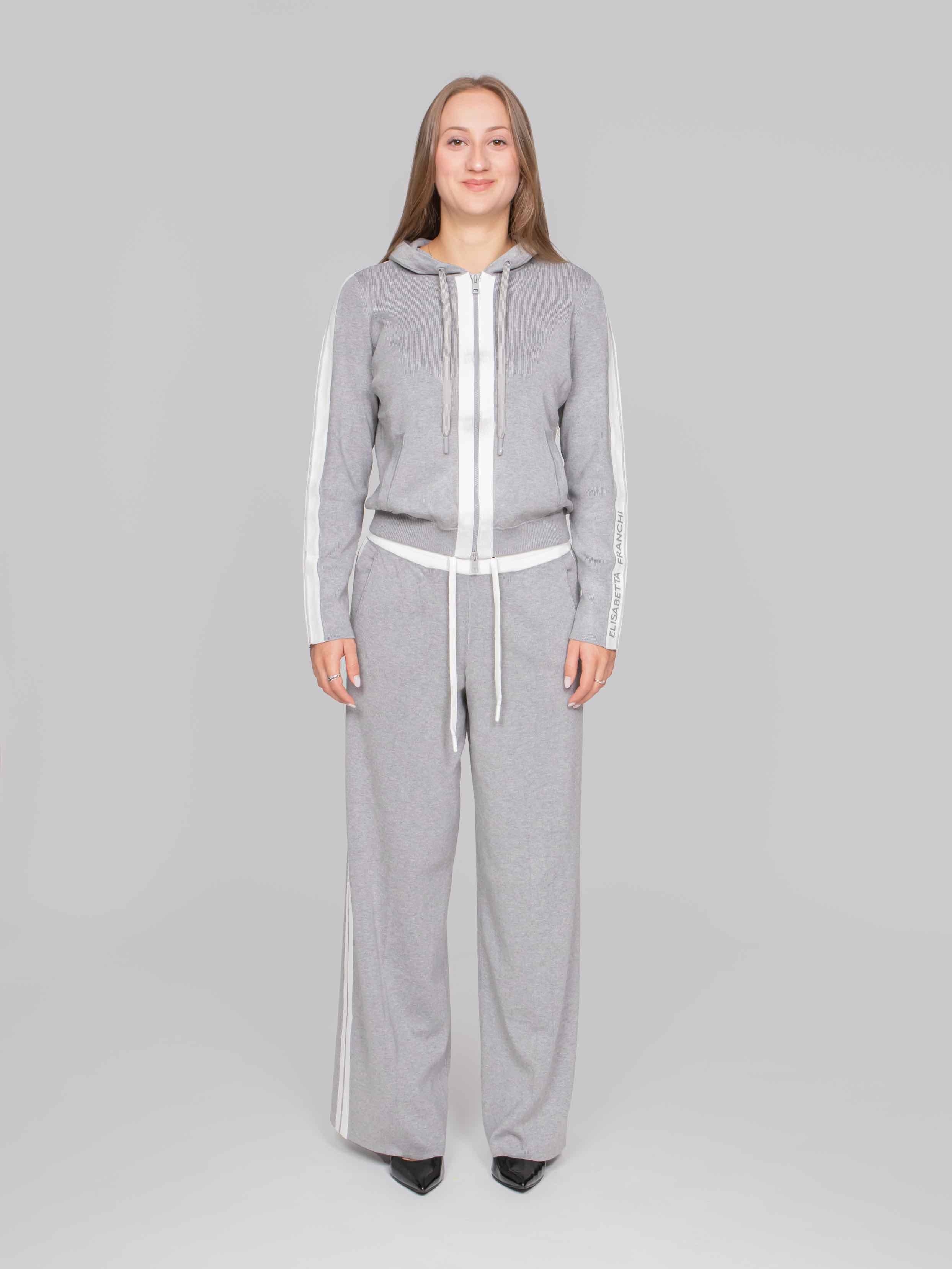 ELISABETTA FRANCHI MAGLIA TRICOT G41 GRIGIO MELANGE/AVORIO