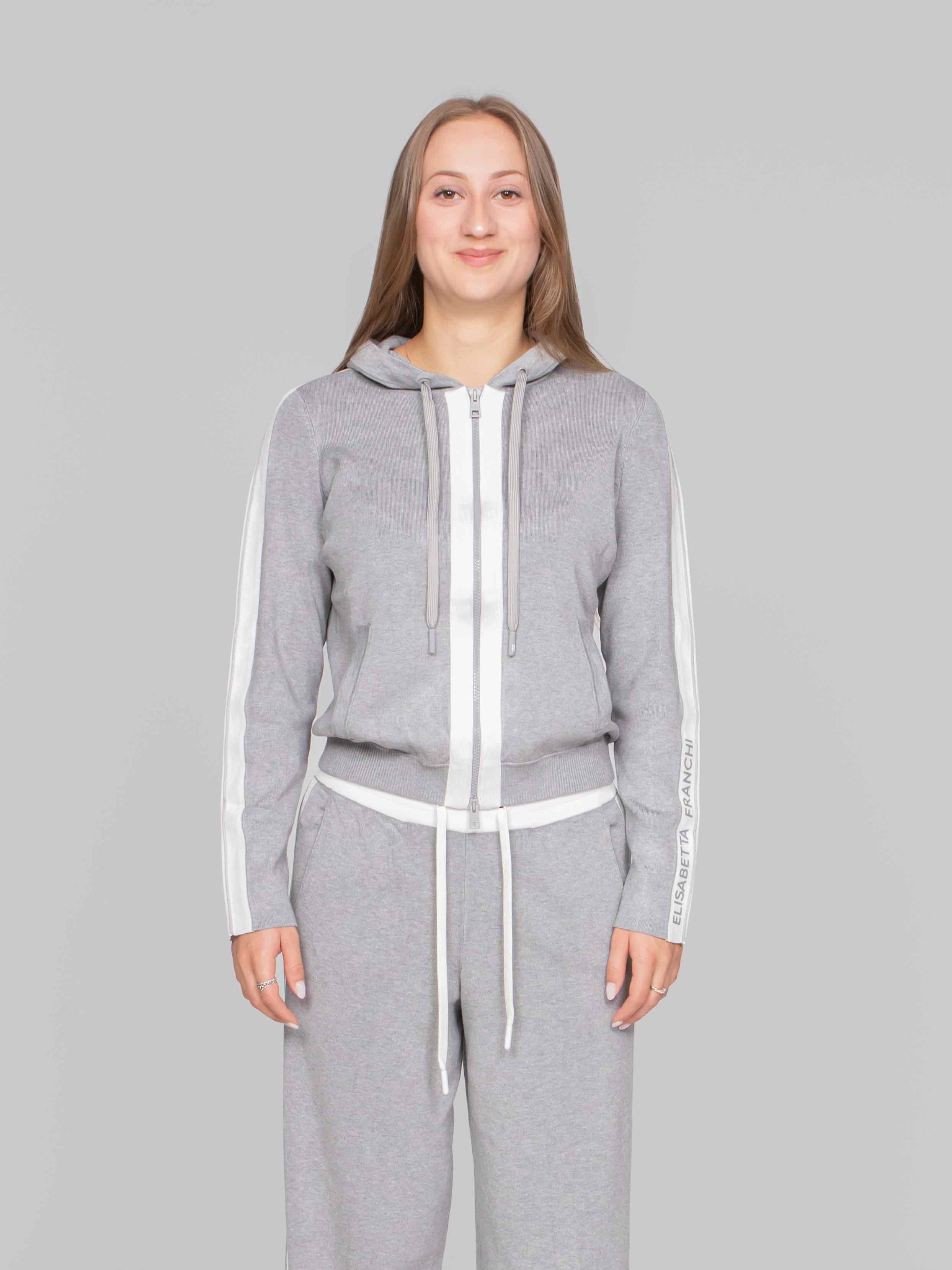 ELISABETTA FRANCHI MAGLIA TRICOT G41 GRIGIO MELANGE/AVORIO