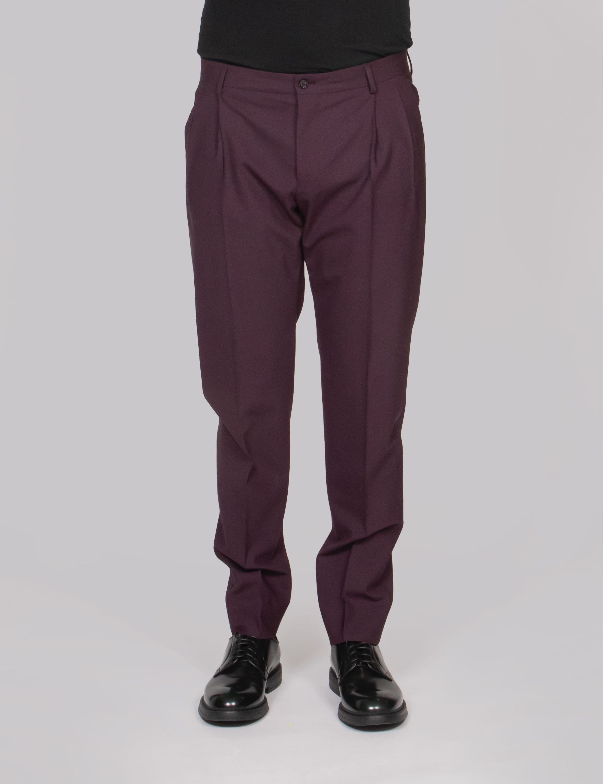 DOLCE & GABBANA PANTALONE M5039 MARRONE-VIOLA SCURO