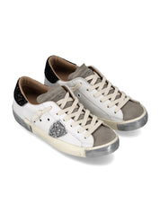 PHILIPPE MODEL SNEAKER PRSX LOW VG09 VEAU GLITTER BLANC NOIR
