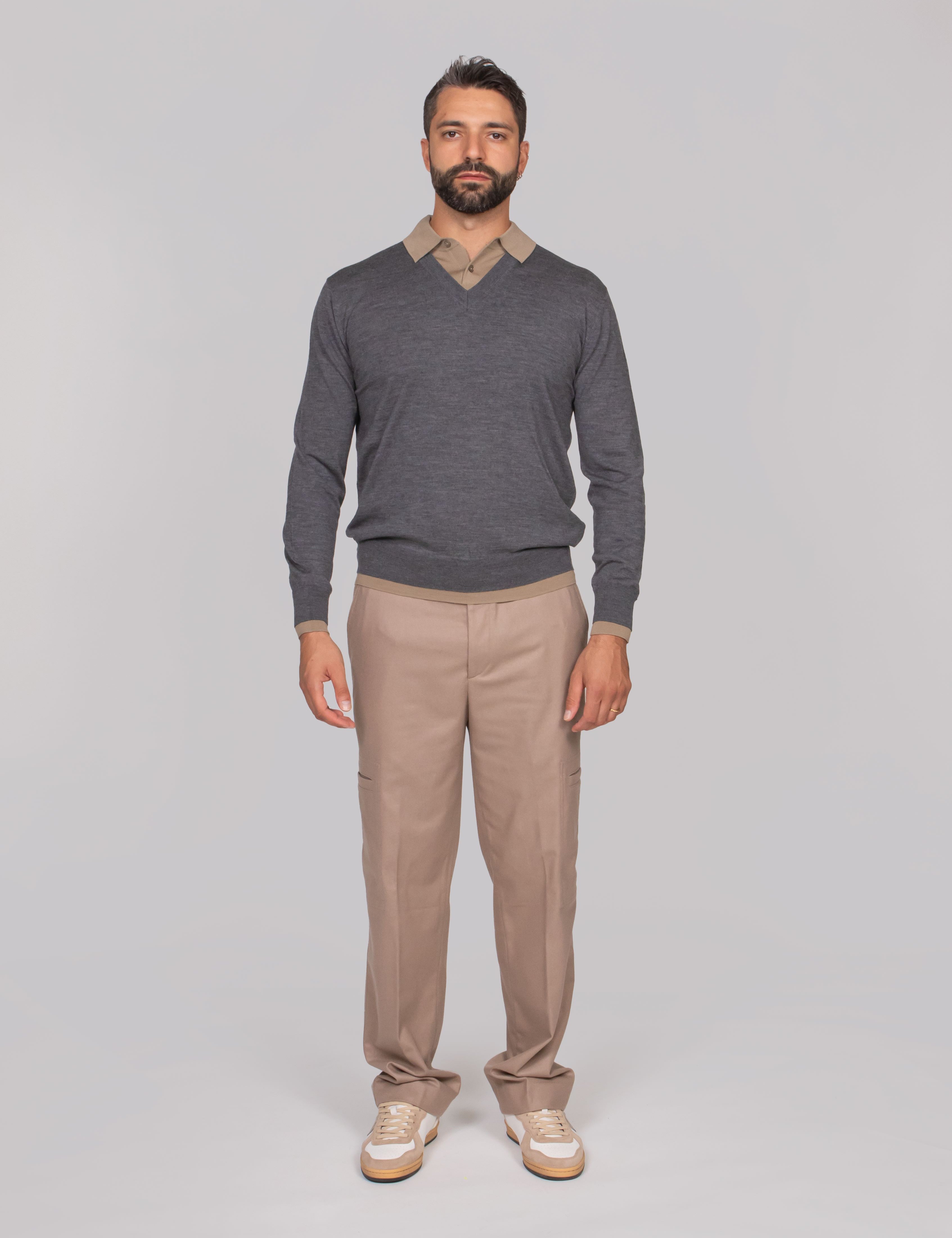 PAOLO PECORA MAGLIA A POLO U811 ANTRACITE