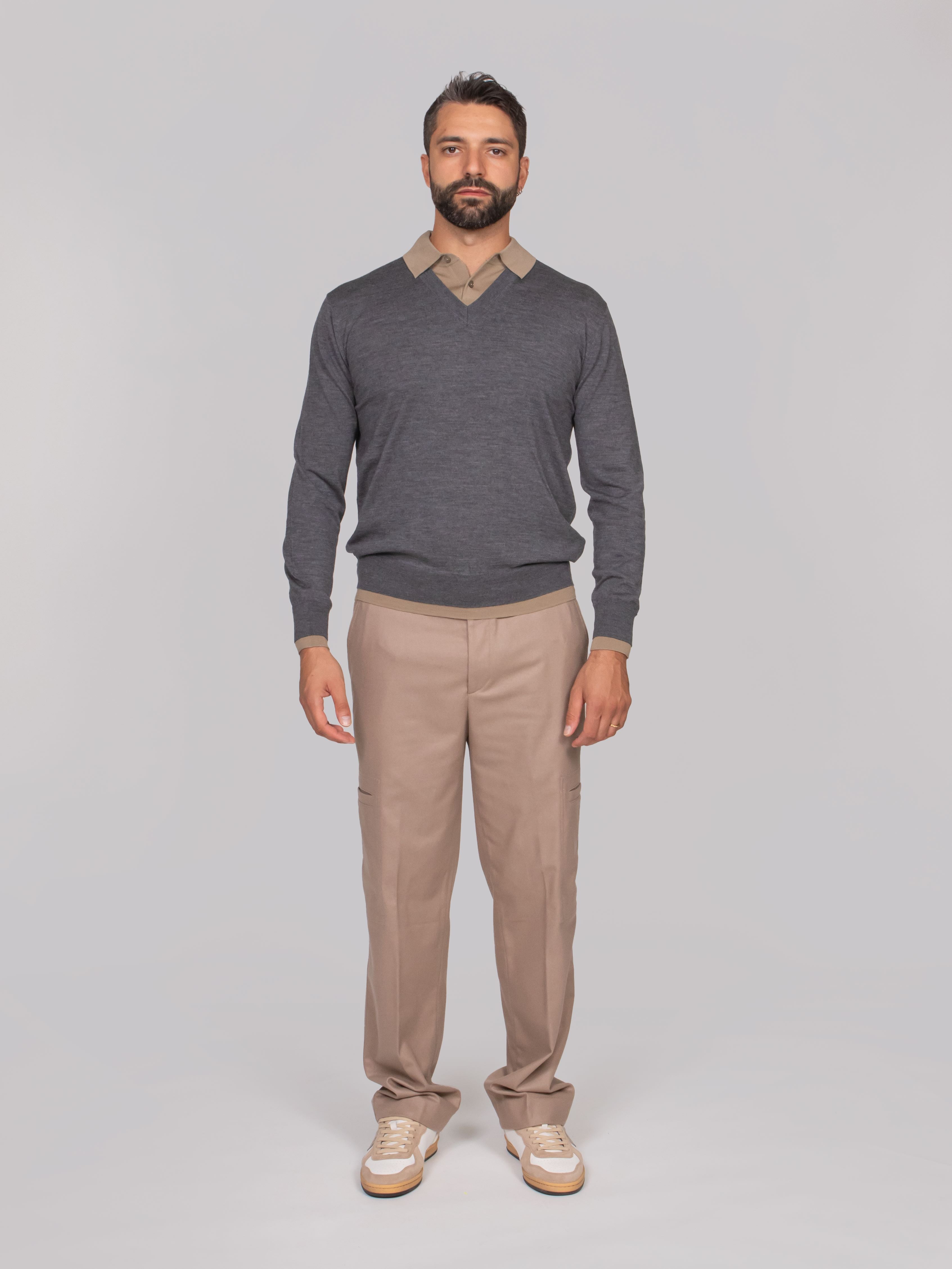 PAOLO PECORA MAGLIA A POLO U811 ANTRACITE