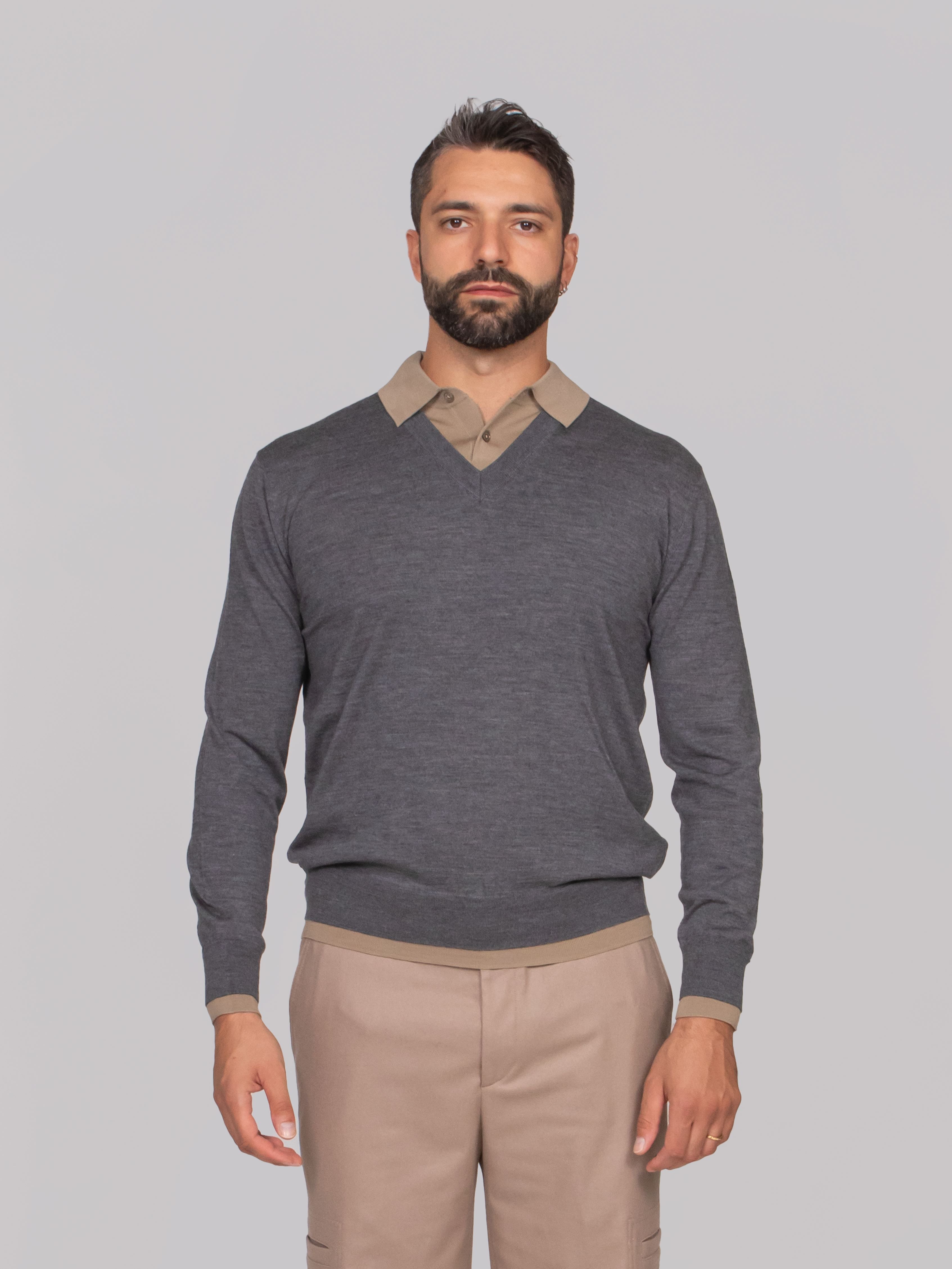 PAOLO PECORA MAGLIA A POLO U811 ANTRACITE