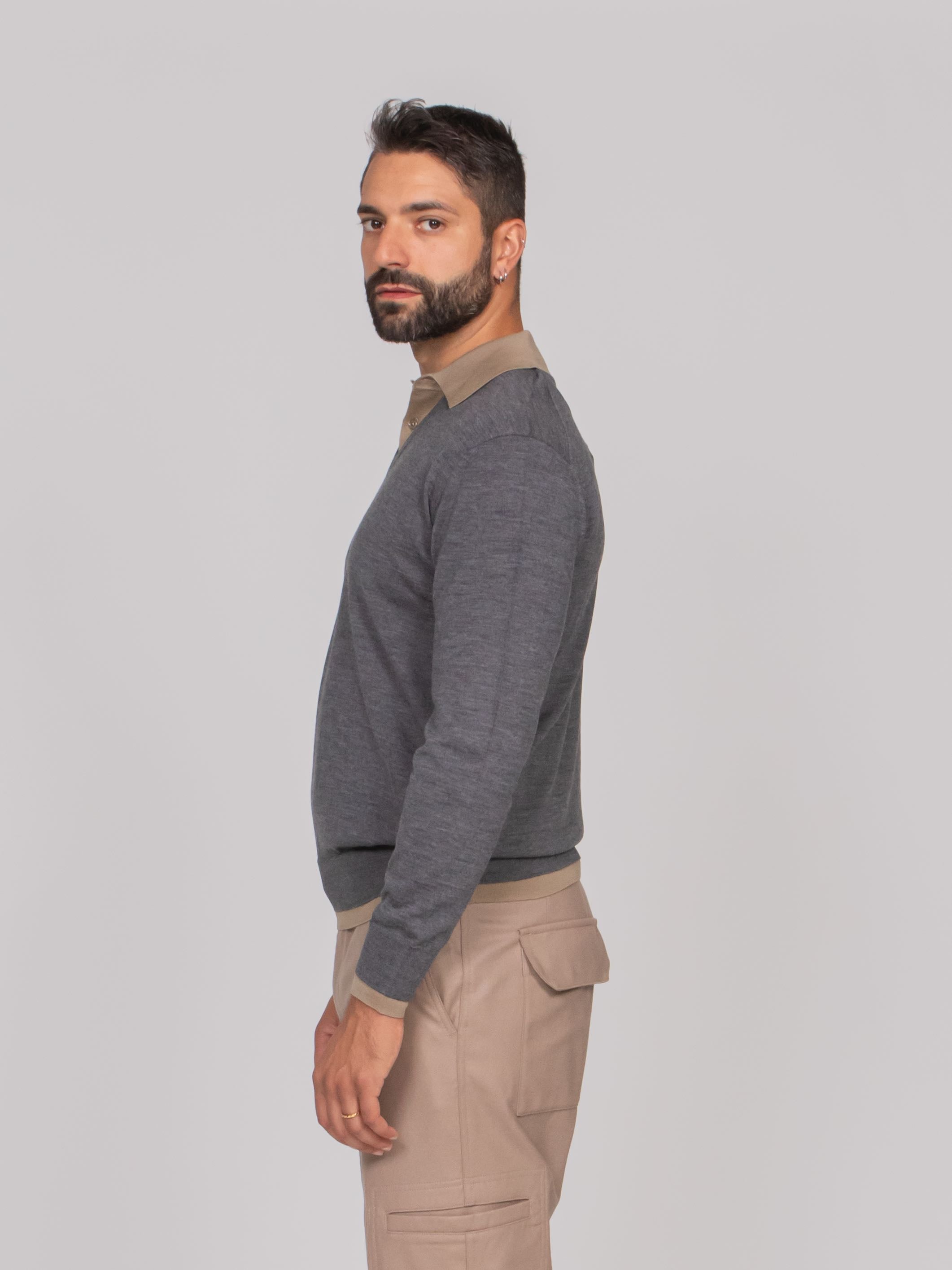 PAOLO PECORA MAGLIA A POLO U811 ANTRACITE