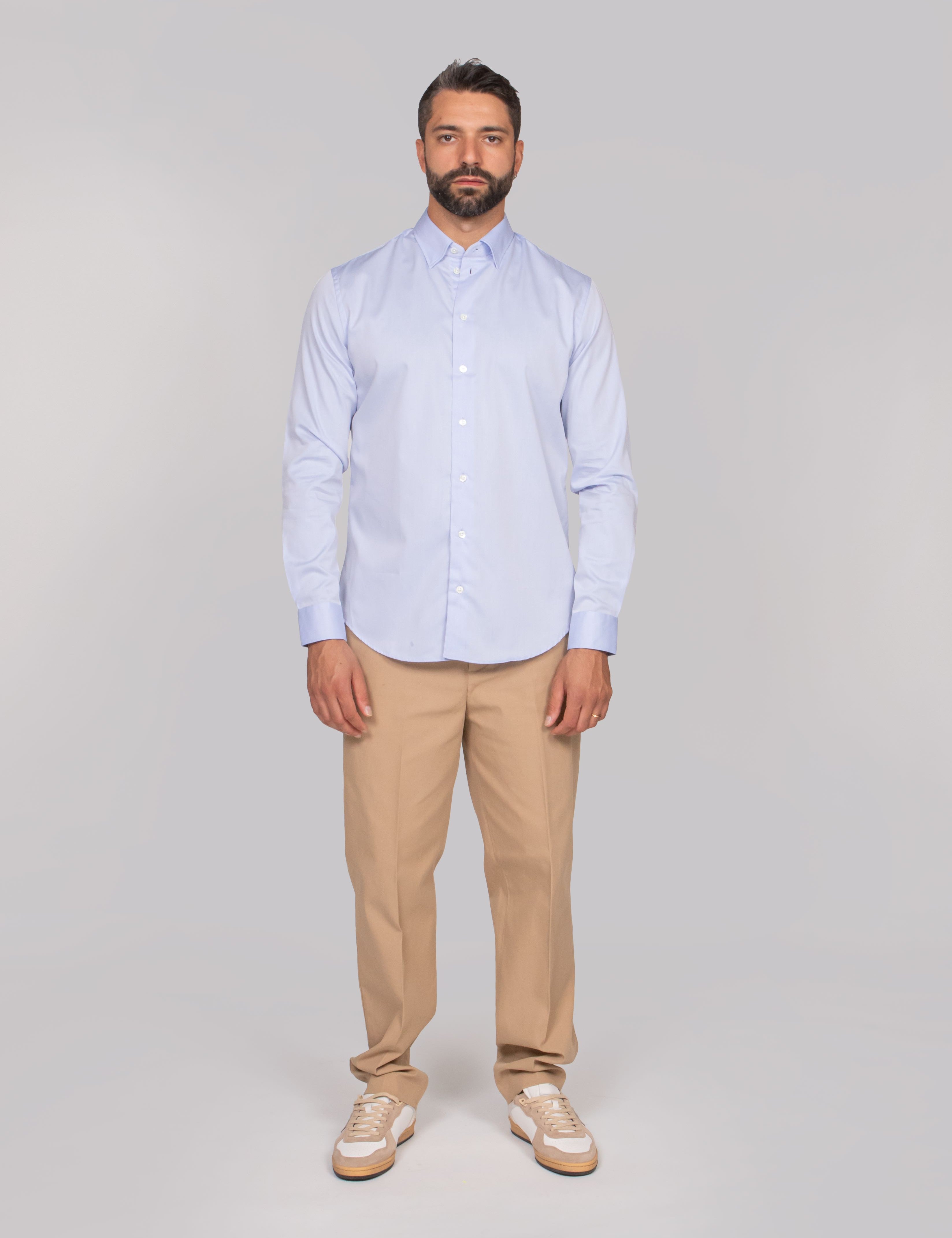 EMPORIO ARMANI CAMICIA  O9002 AZZURRO CHIARO
